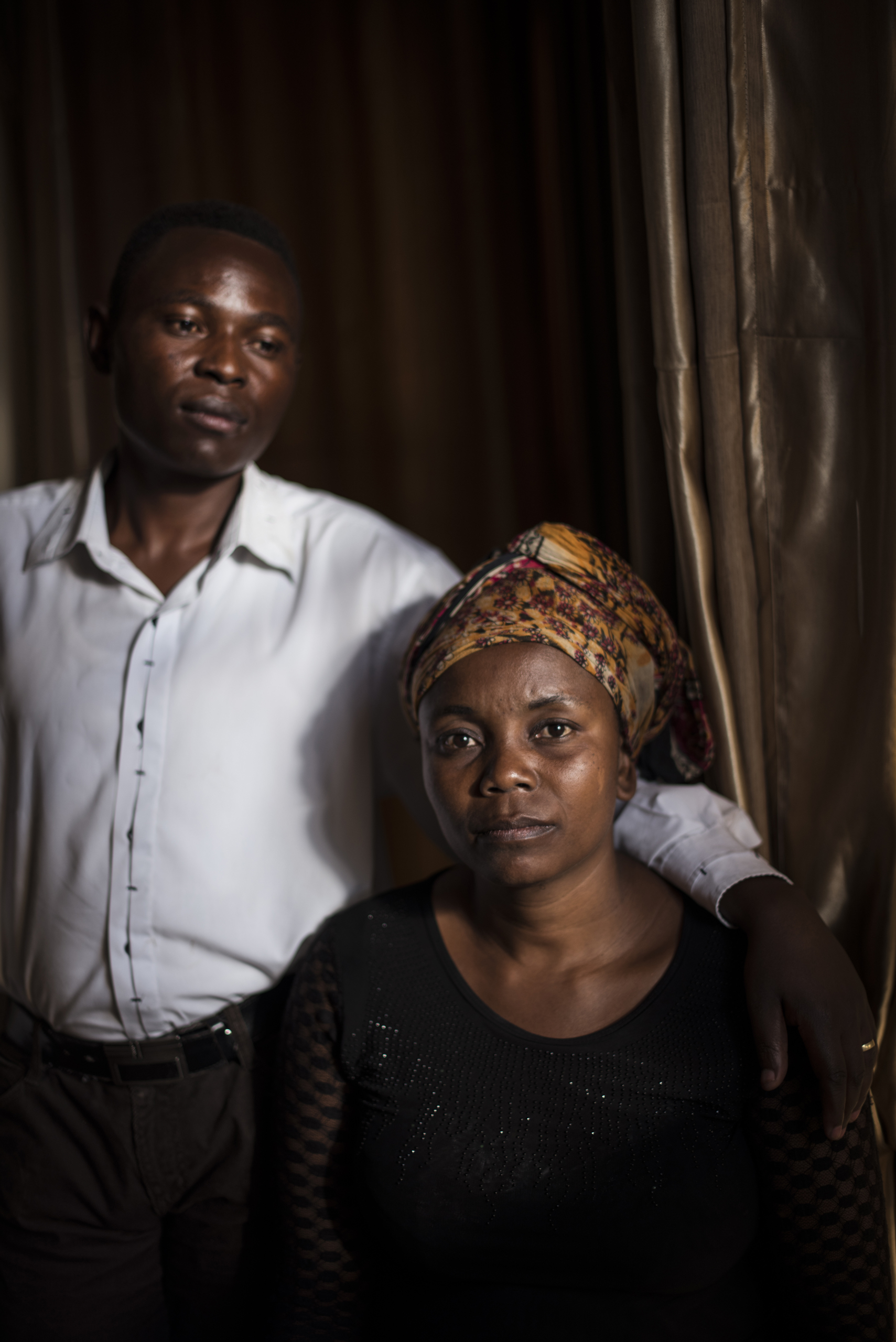 Kyalu Katentula, 40, and her husband, Abby Tagalog, 38, pose for a portrait in Goma, the Democratic Republic of Congo, Dec. 6, 2015. After Kyalu was raped, she was rejected by her husband. They were brought back together by an NGO that fosters dialogue between couples and teaches that women are not at fault for their rape.