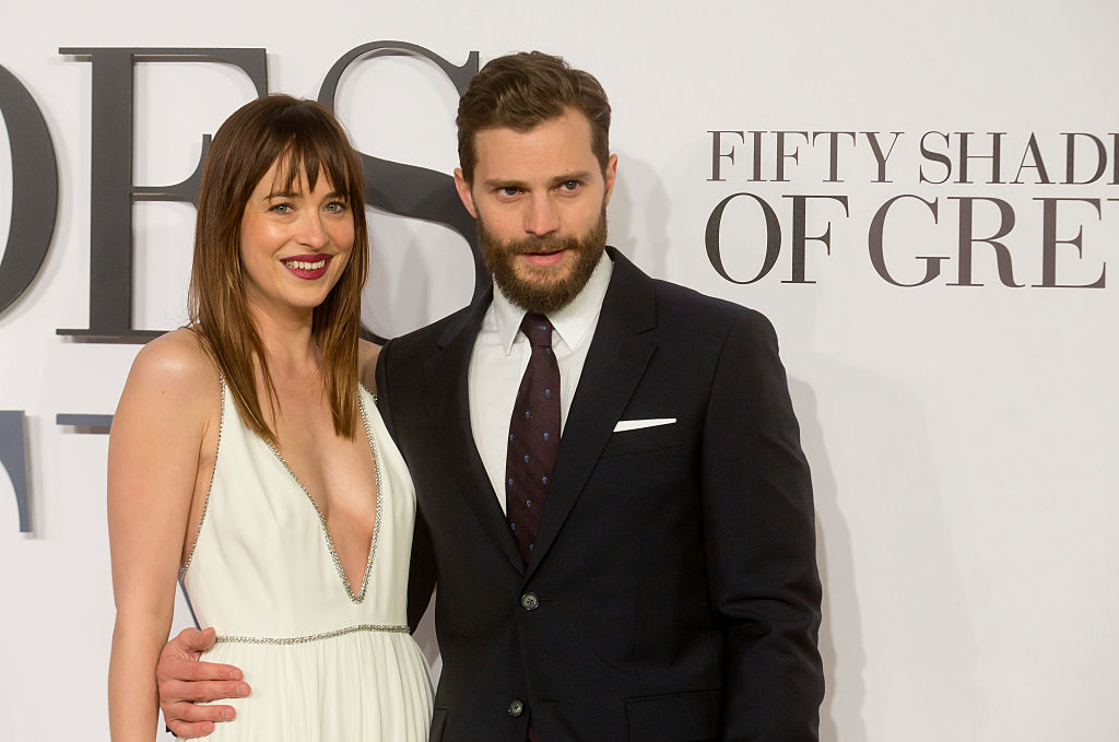 Dakota Johnson and Jamie Dornan attend the UK Premiere of "Fifty Shades Of Grey" at Odeon Leicester Square in London, Feb. 12, 2015.