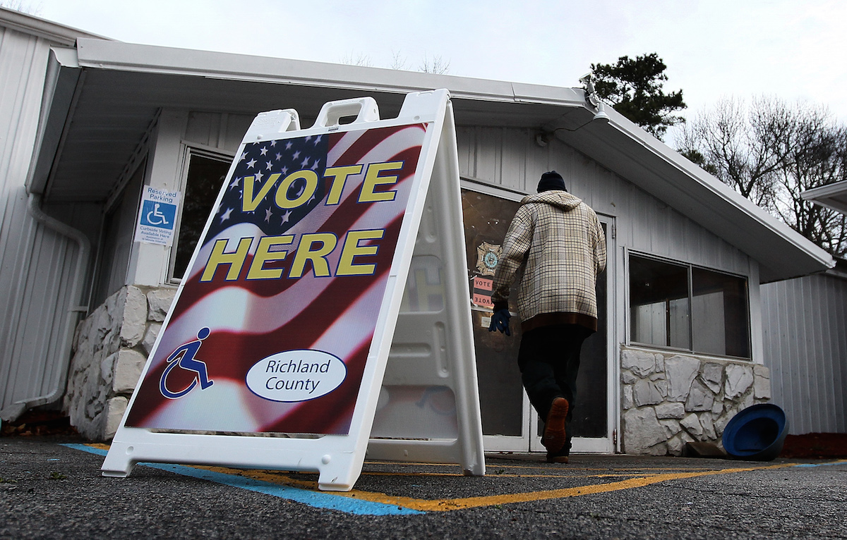South Carolina voters dead to polls during the state's primary on Jan. 21, 2012, in Columbia, S.C. (Win McNamee—Getty Images)