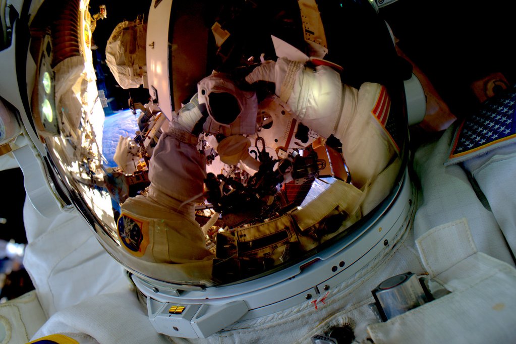 "#SpaceWalkSelfie Back on the grid! Great first spacewalk yesterday. Now on to the next one next week. #YearInSpace" via Twitter on Oct. 29, 2015.