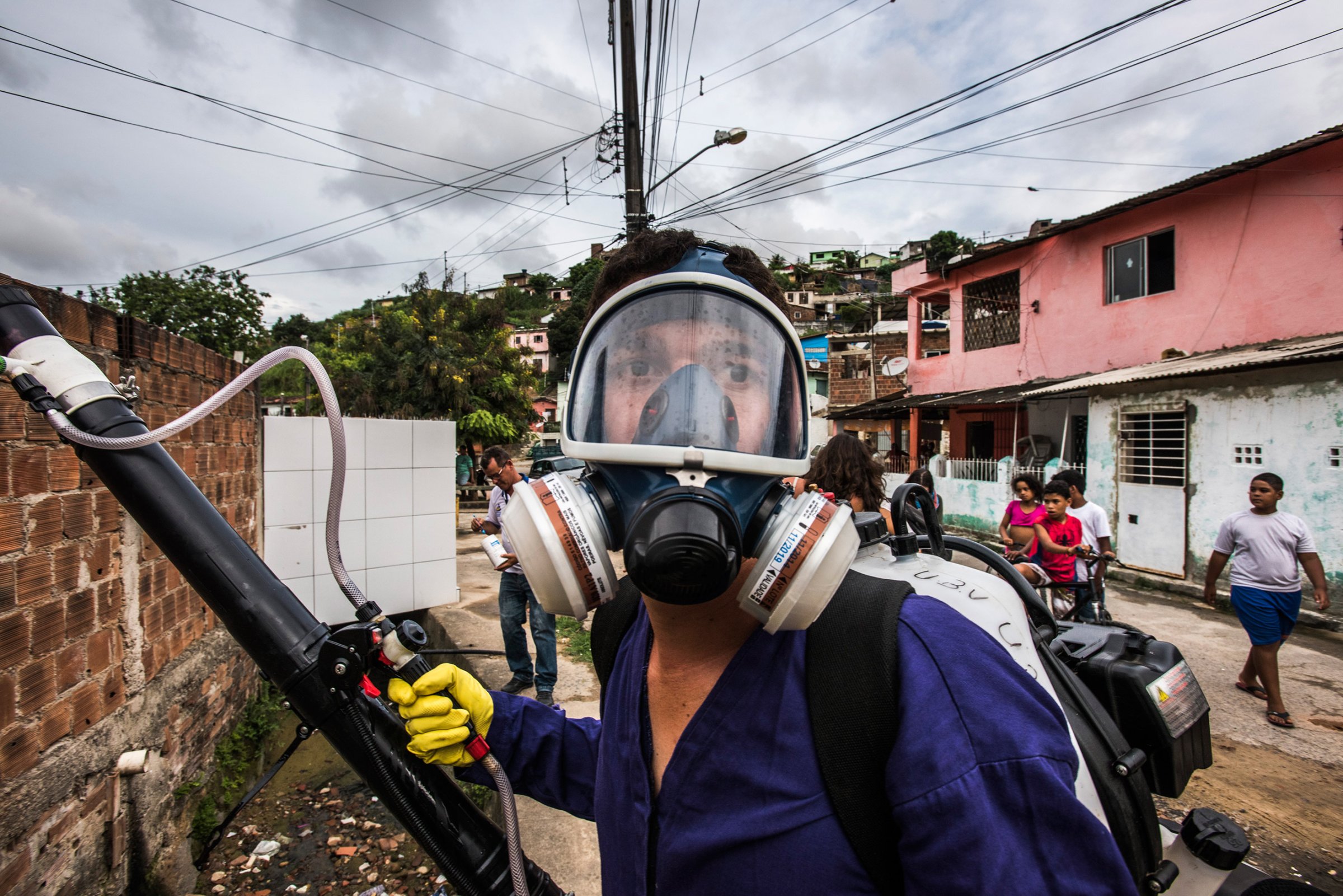 A health worker sprays insecticide in the Nova Descoberta neighborhood of Recife, Brazil, Feb. 1, 2016. Recife became Ground Zero for the outbreak of Zika cases.