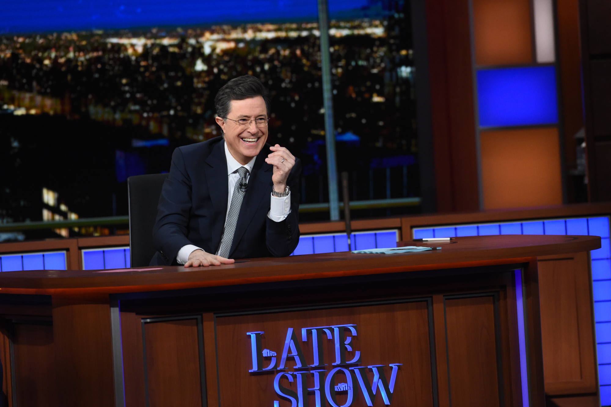 Stephen Colbert on The Late Show, Feb. 7, 2016 on the CBS Television Network. (Heather Wines—CBS/Getty Images)