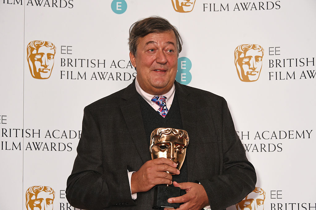 Stephen Fry attends the British Academy Film Awards nominations announcement at BAFTA Piccadilly on Jan. 8, 2016 in London, England.
