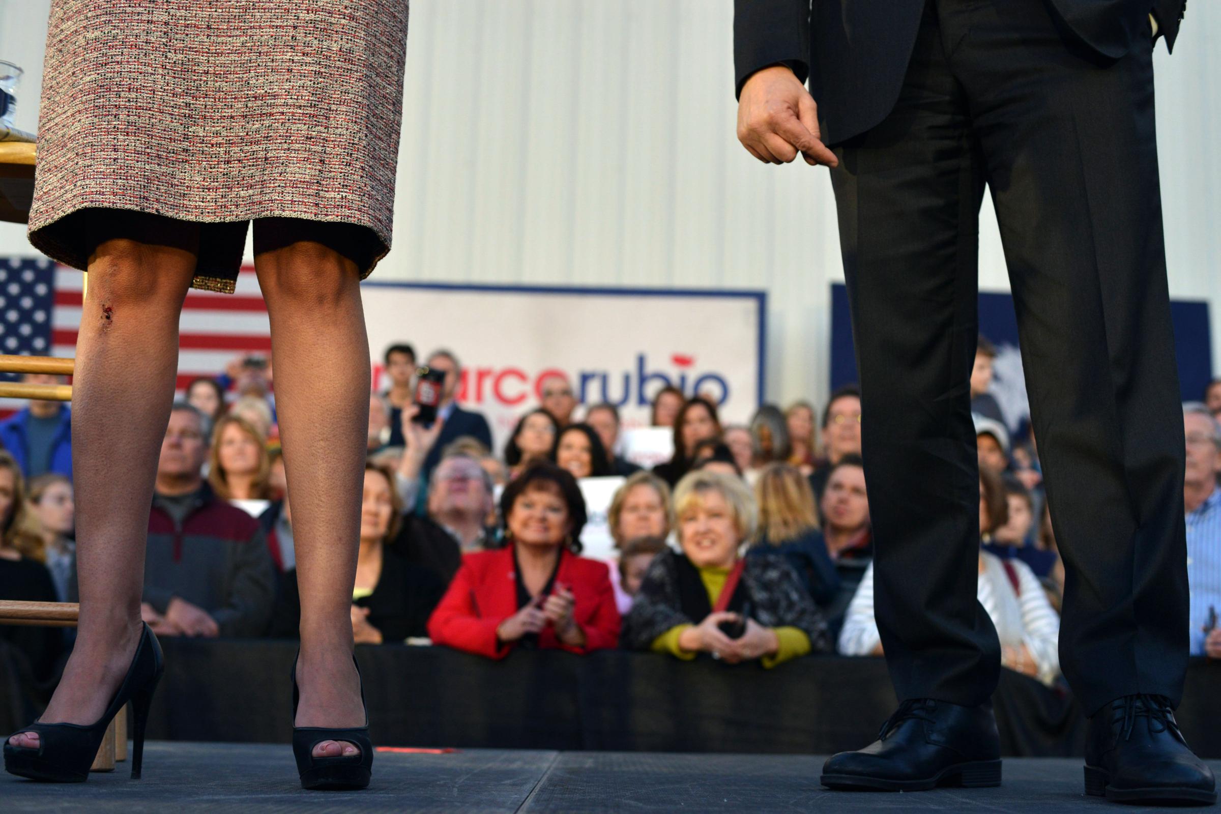 South Carolina Gov. Nikki Haley, left, formally endorses GOP presidential candidate Marco Rubio, right, at a rally in Chapin, S.C. on Feb. 17, 2016.