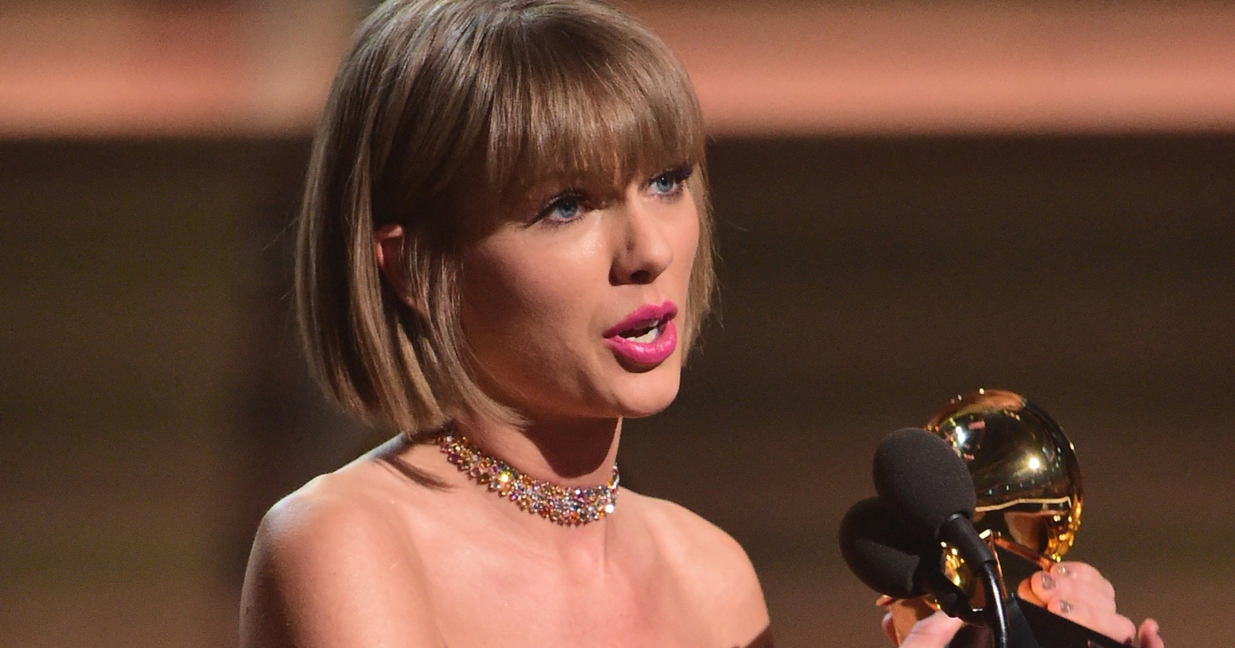 Taylor Swift accepts the award for "Album of the Year" during the 58th Annual Grammy Awards on Feb. 15, 2016 in Los Angeles.