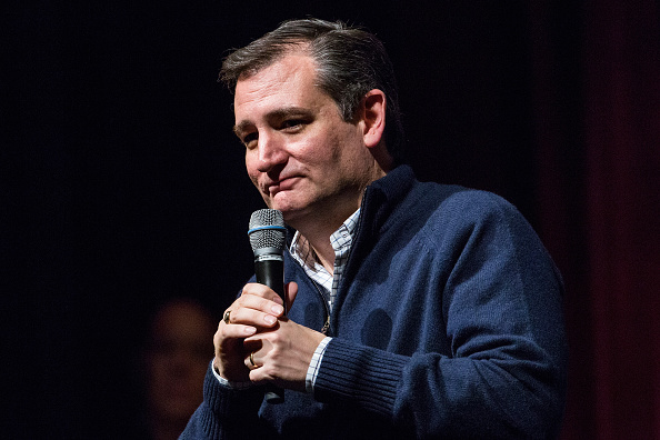 Republican presidential hopeful Sen. Ted Cruz (R-TX) speaks at a town hall meeting at Elm Street Middle School on February 3, 2016 in Nashua, New Hampshire.