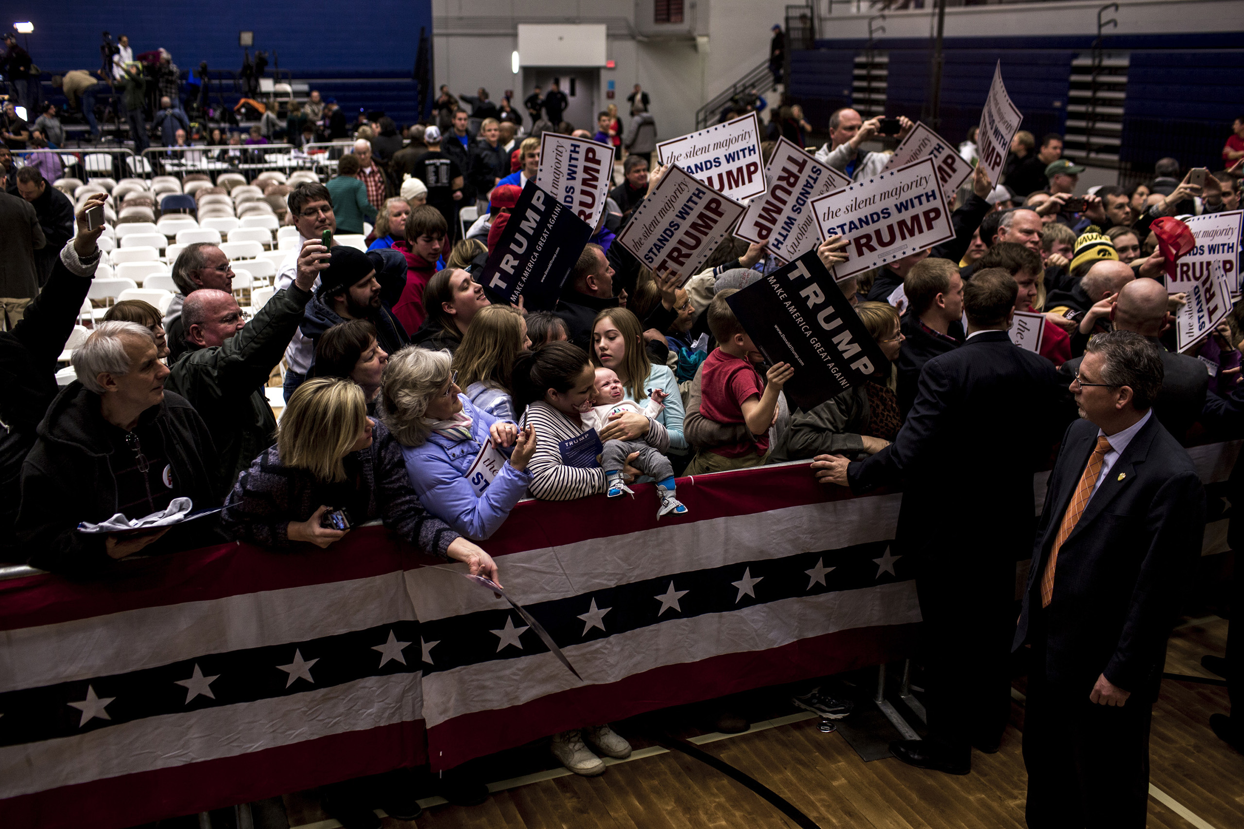 The crowd at a Donald Trump Rally at Marshalltown Community School District - Roundhouse Gymnasium on Jan. 26, 2016.