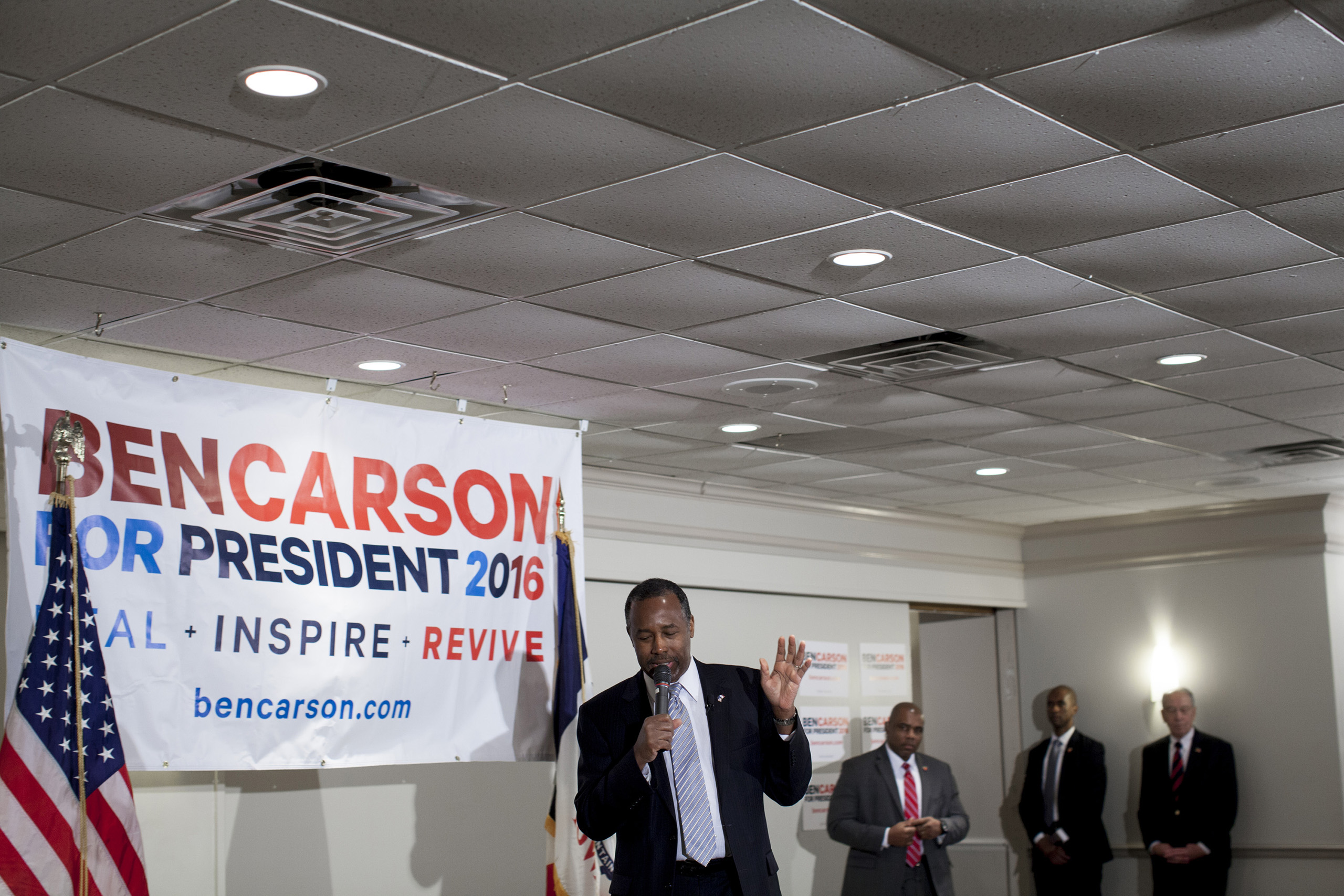 Ben Carson spoke to supporters this afternoon at The University Club in Iowa City on January 29th. (Natalie Keyssar—Natalie Keyssar for TIME)