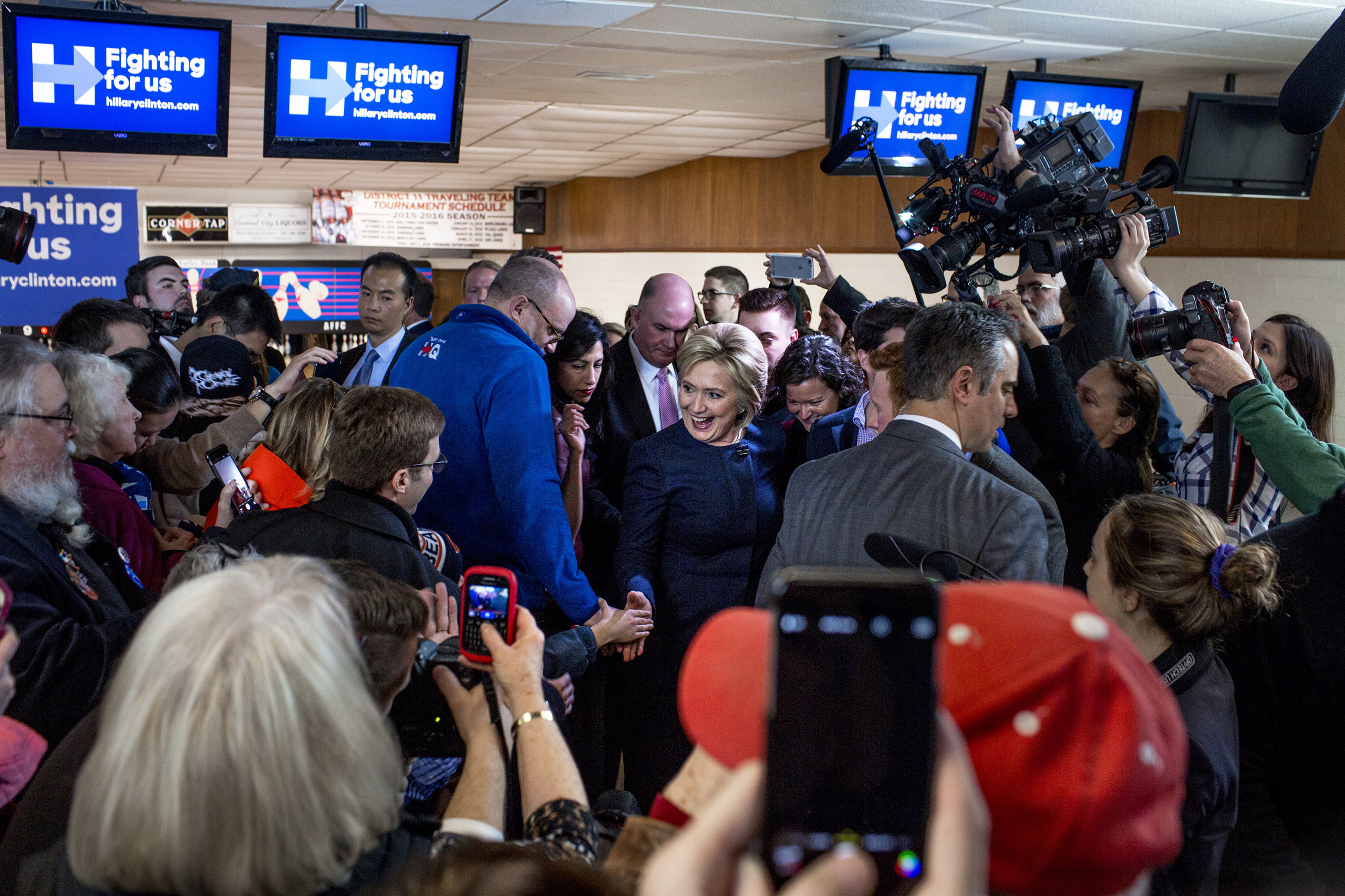 Hillary Clinton spoke to supporters at a campaign rally at the Adel Family Fun Center in Adel, Iowa, on Wednesday morning, January 27, 2016.