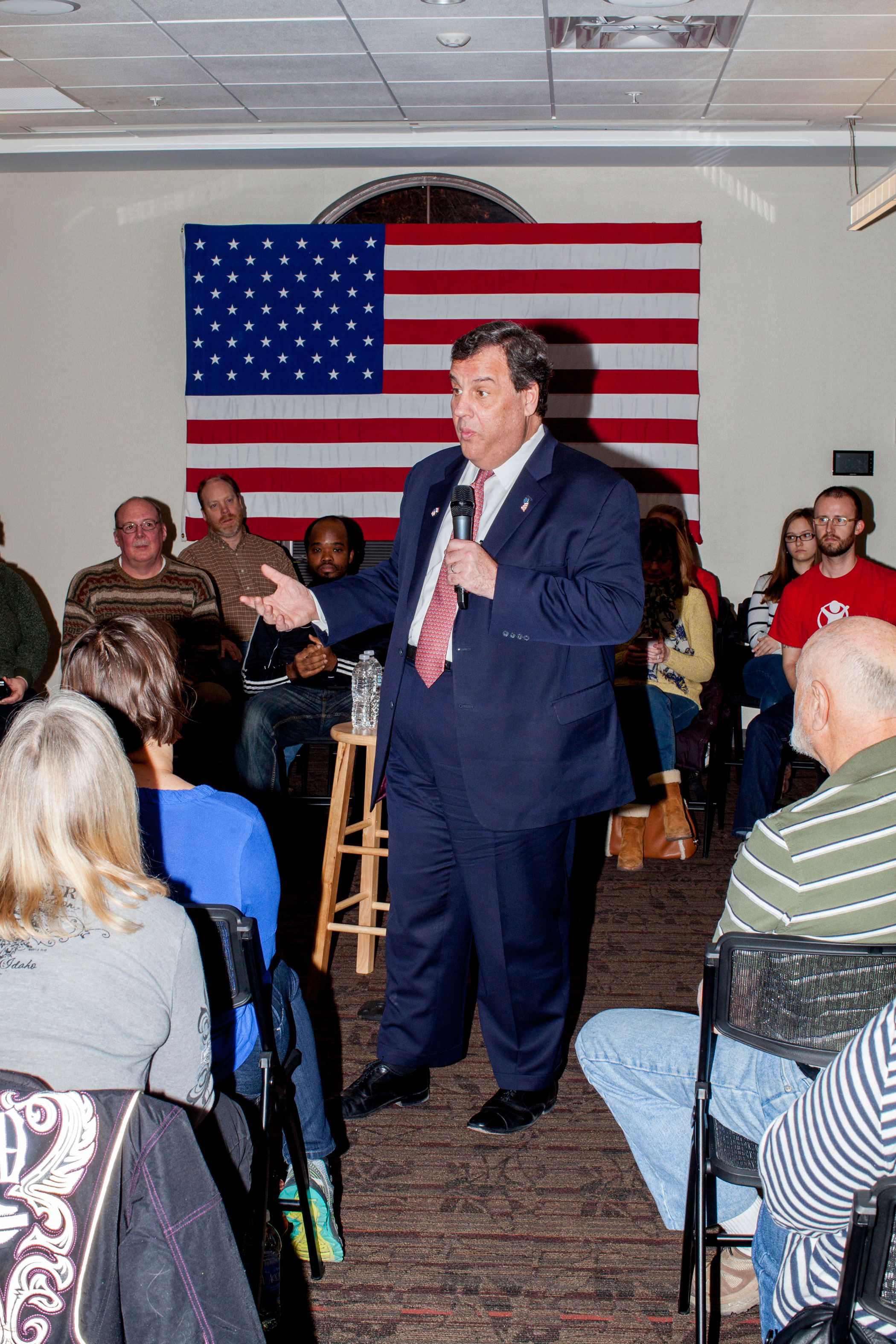 New Jersey Gov. Chris Christie speaks to supporters at a campaign town hall in Pella, Iowa, on Jan. 29.