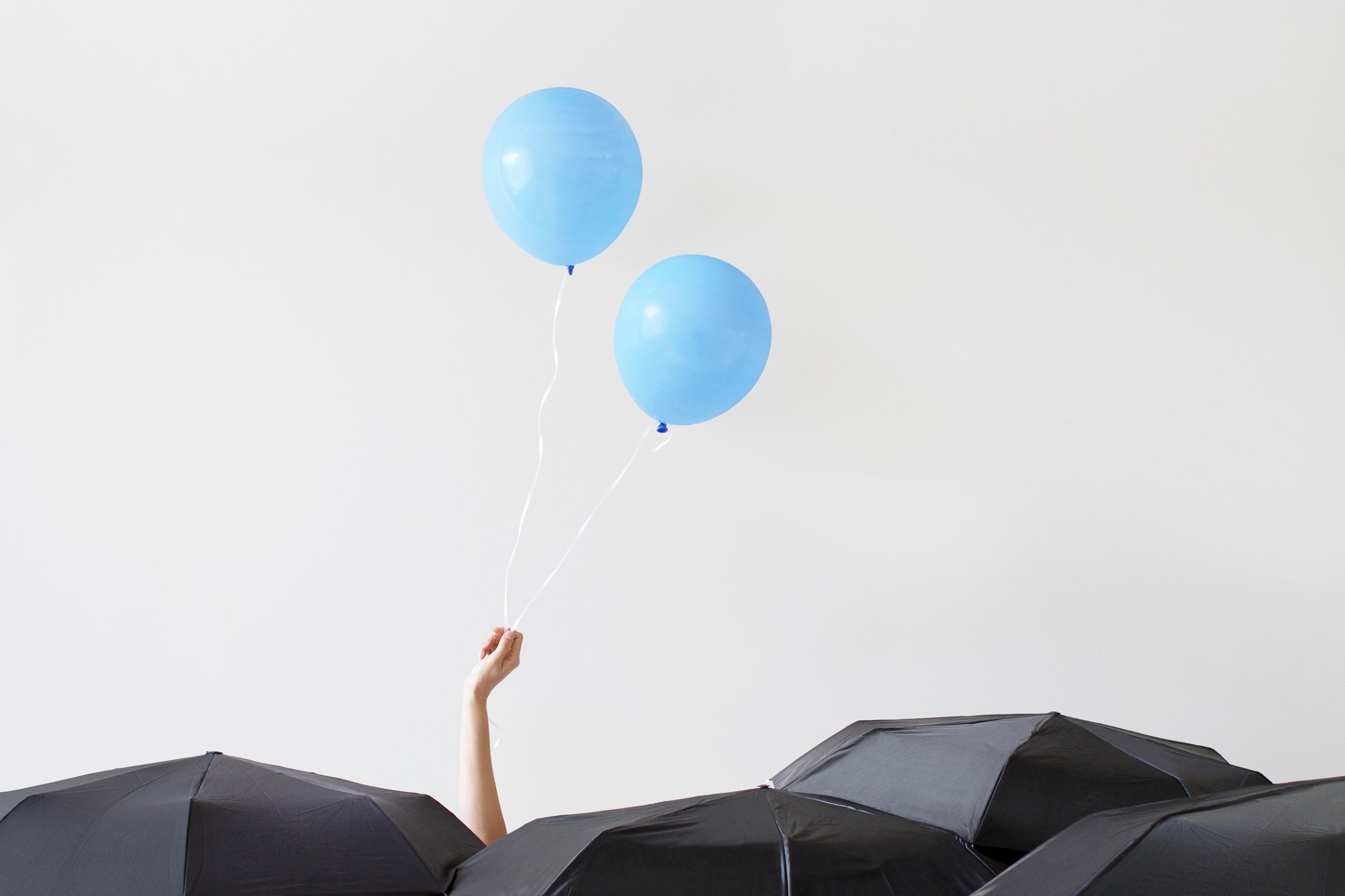 umbrellas ballons mental health self betterment happiness motto stock