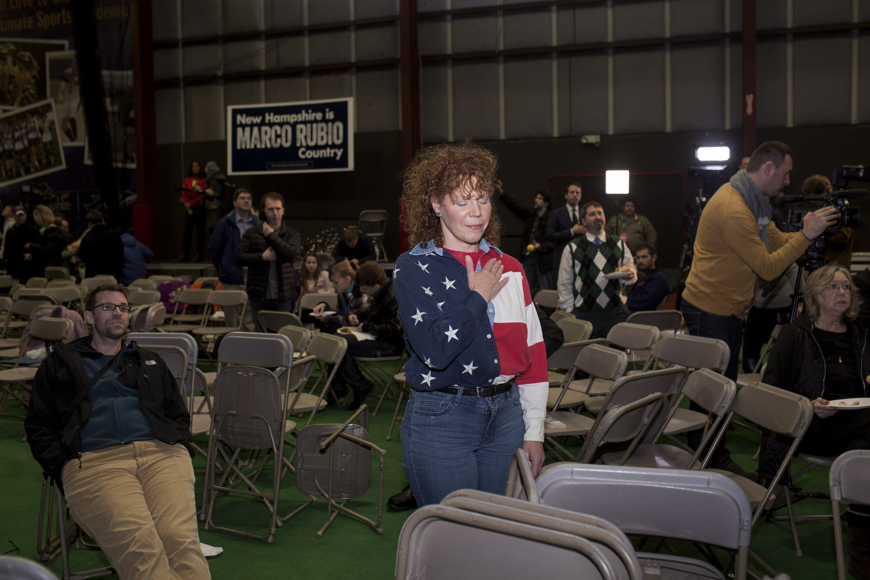 A supporter attends a campaign event for Republican presidential candidate Marco Rubio at the Ultimate Sports Academy in Manchester, N.H. on Feb. 7, 2016.