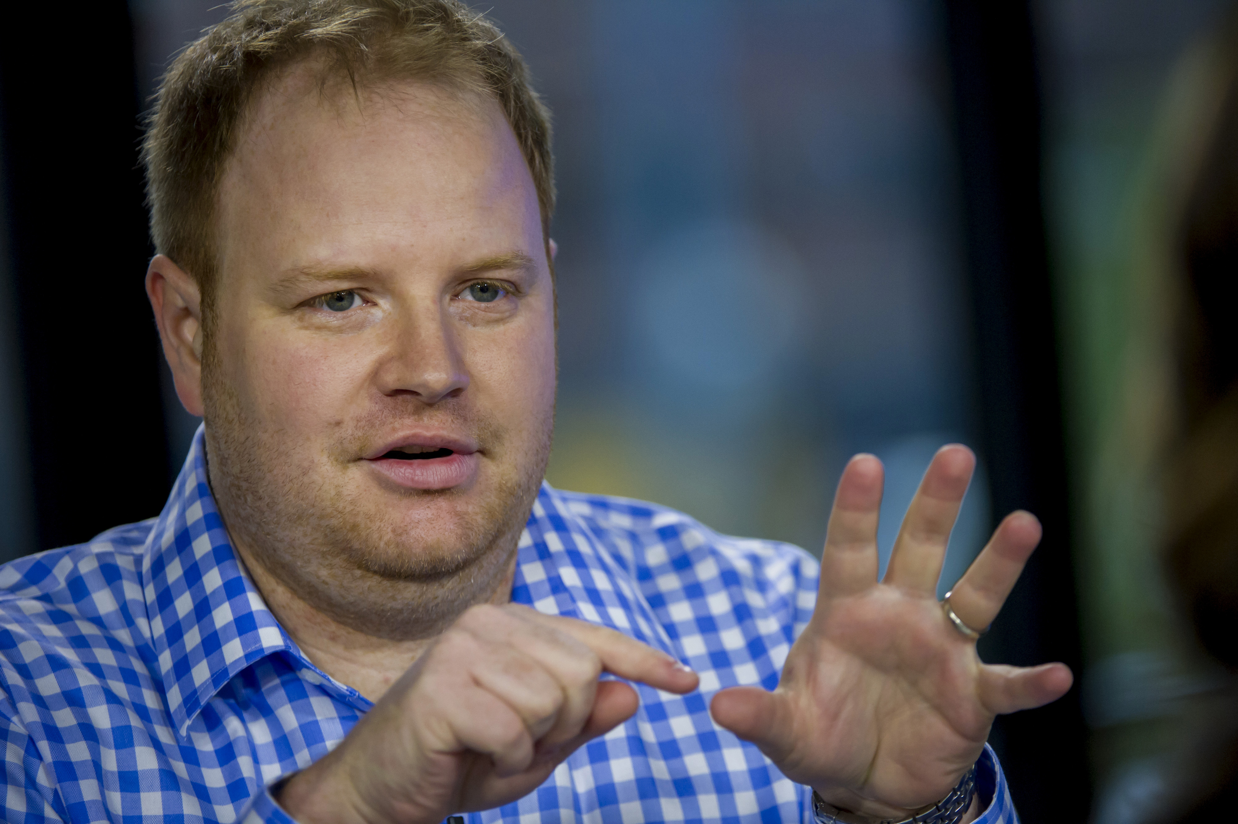 Parker Conrad, co-founder and chief executive officer of Zenefits, speaks during a Bloomberg West television interview in San Francisco, California, U.S., on Wednesday, Dec. 10, 2014. (David Paul Morris—Bloomberg/Getty Images)