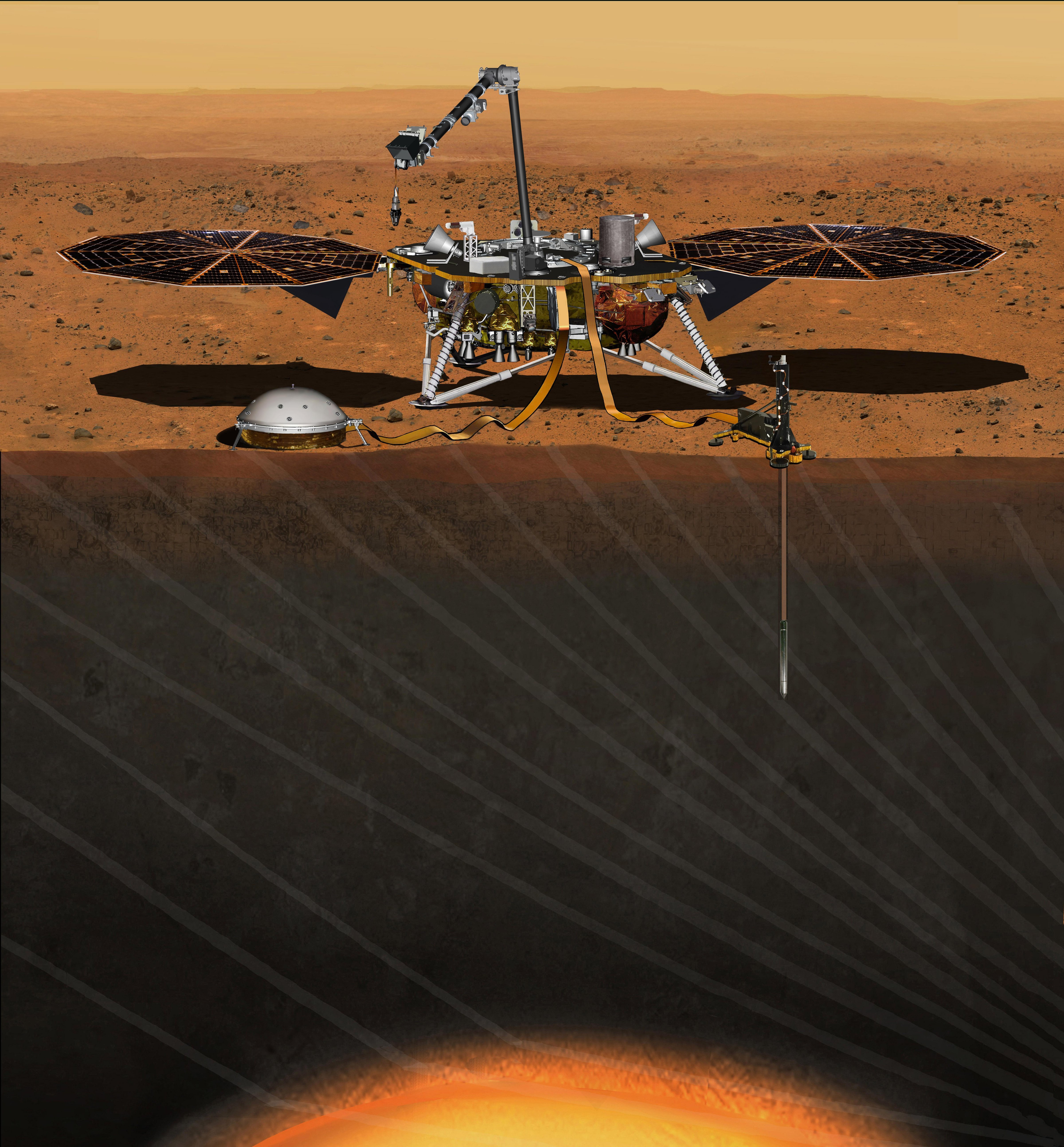 This artist's concept depicts the InSight lander on Mars. (NASA/JPL-Caltech)