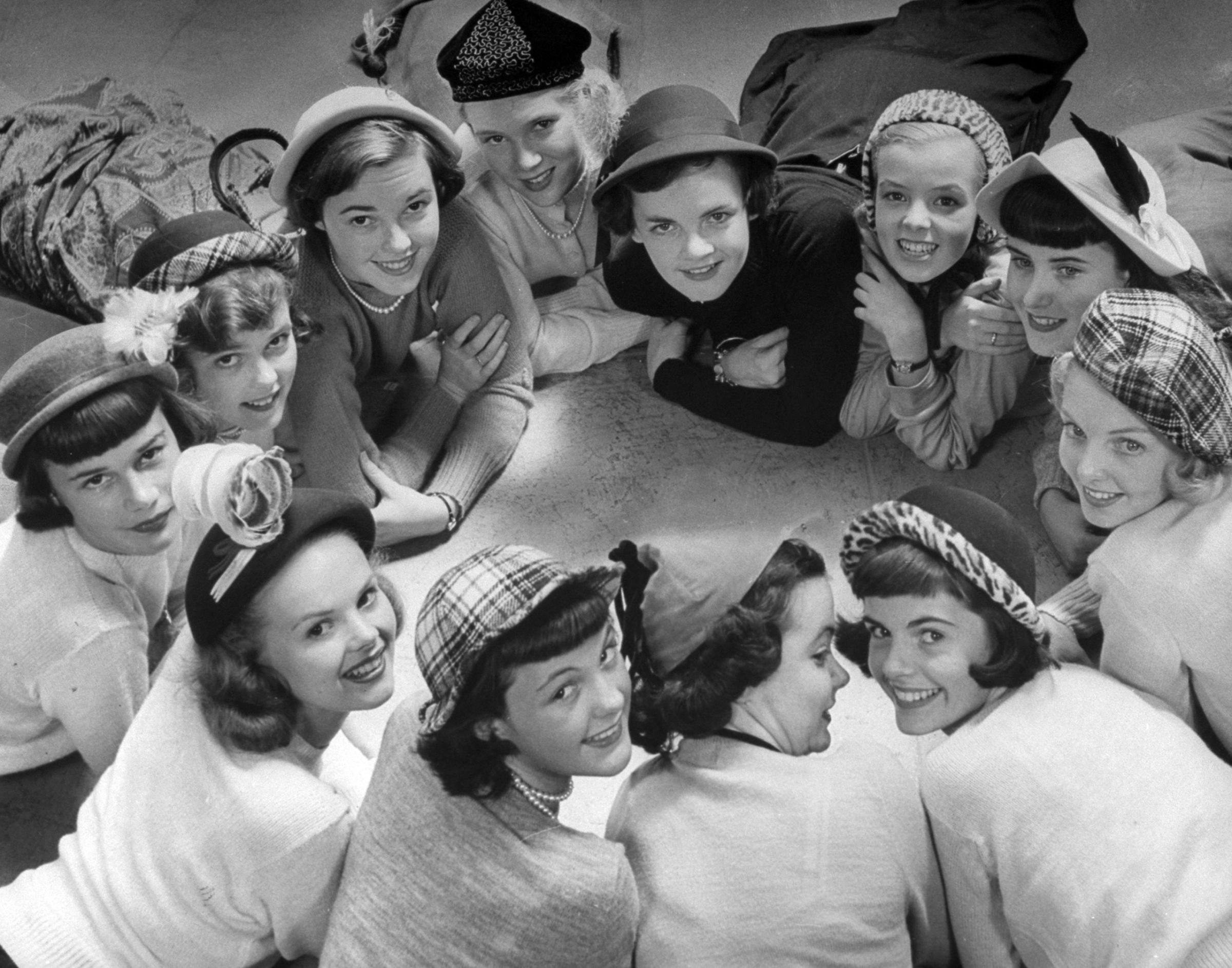 Teenagers wearing "Penny" hats. 1948.