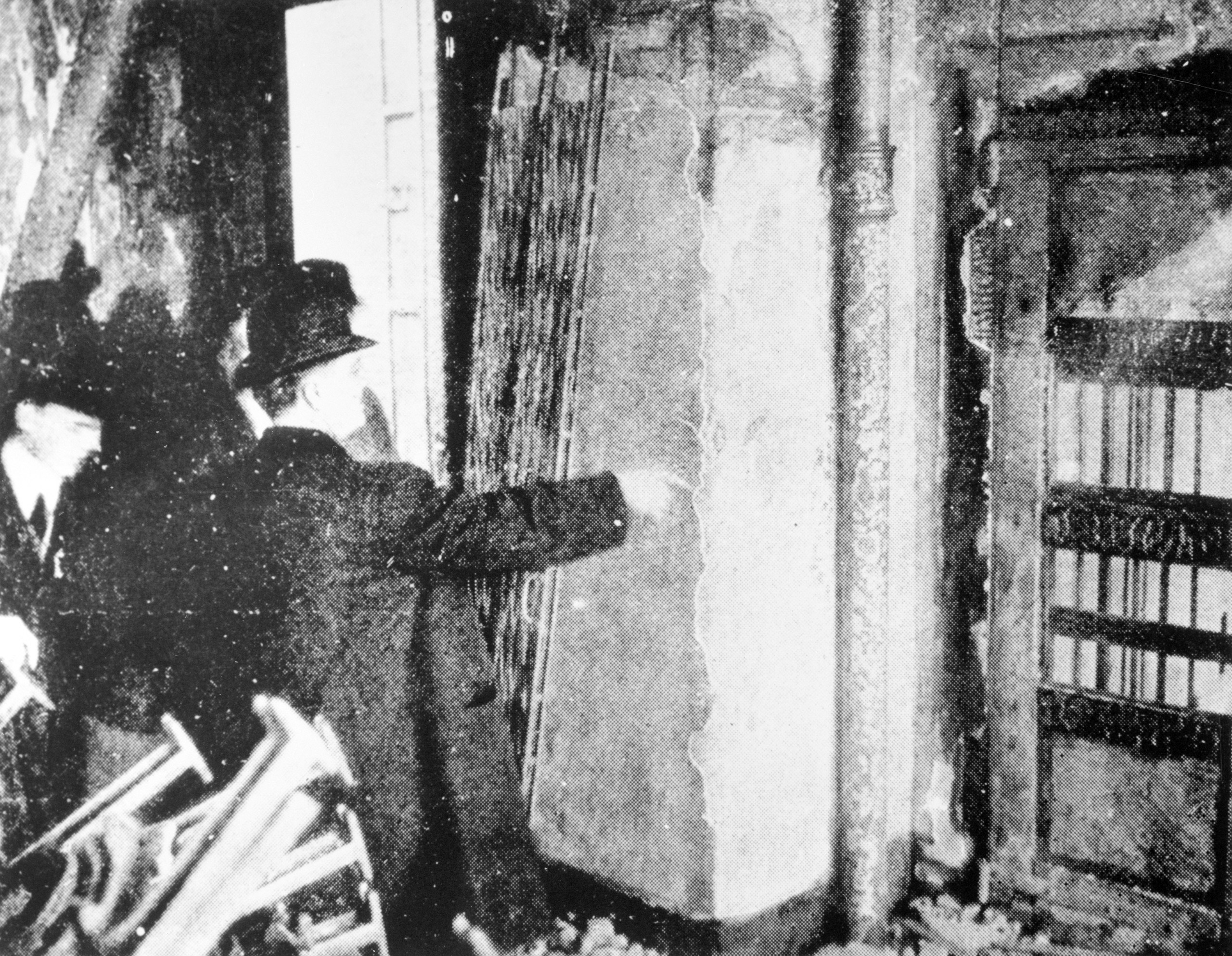 One of the doors at the Triangle Shirtwaist factory after the fire disaster. It had been locked—as it usually was, until the janitor searched the girls for pieces of stolen goods.