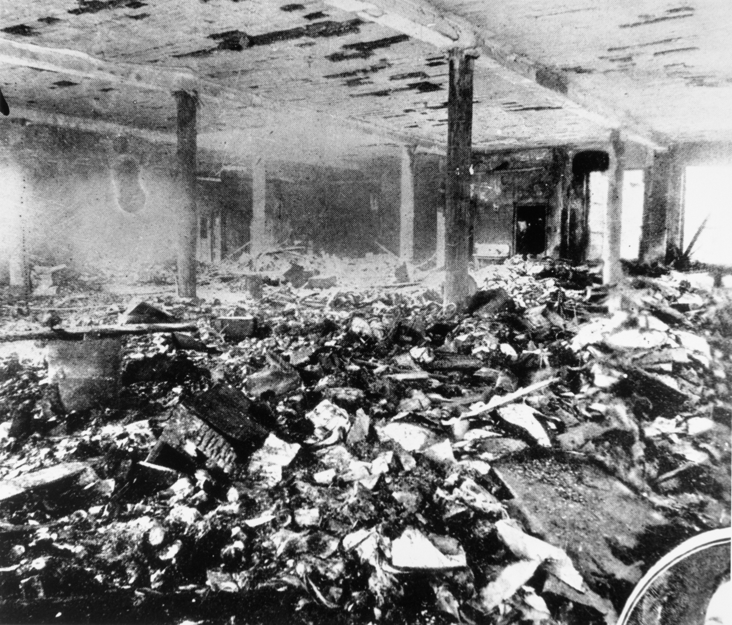 The gutted remains of the tenth floor, with only the floors and walls intact from the Triangle Shirtwaist Factory Fire. March 25, 1911.