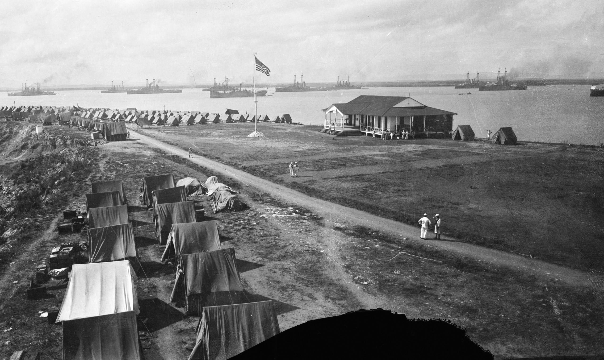 The U.S. military camping at Deer Point in Guantanamo Bay, Cuba. 1923.