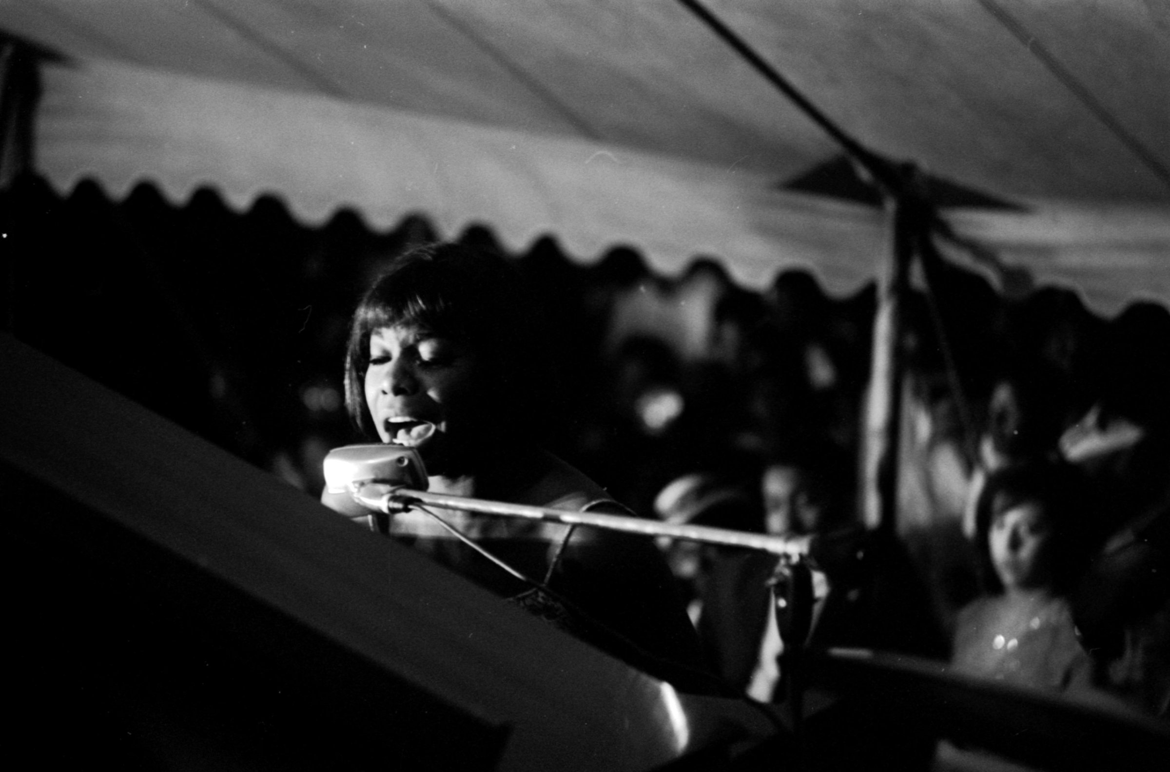 Nina Simone performs at the Salute to Freedom benefit concert. August 5, 1963.