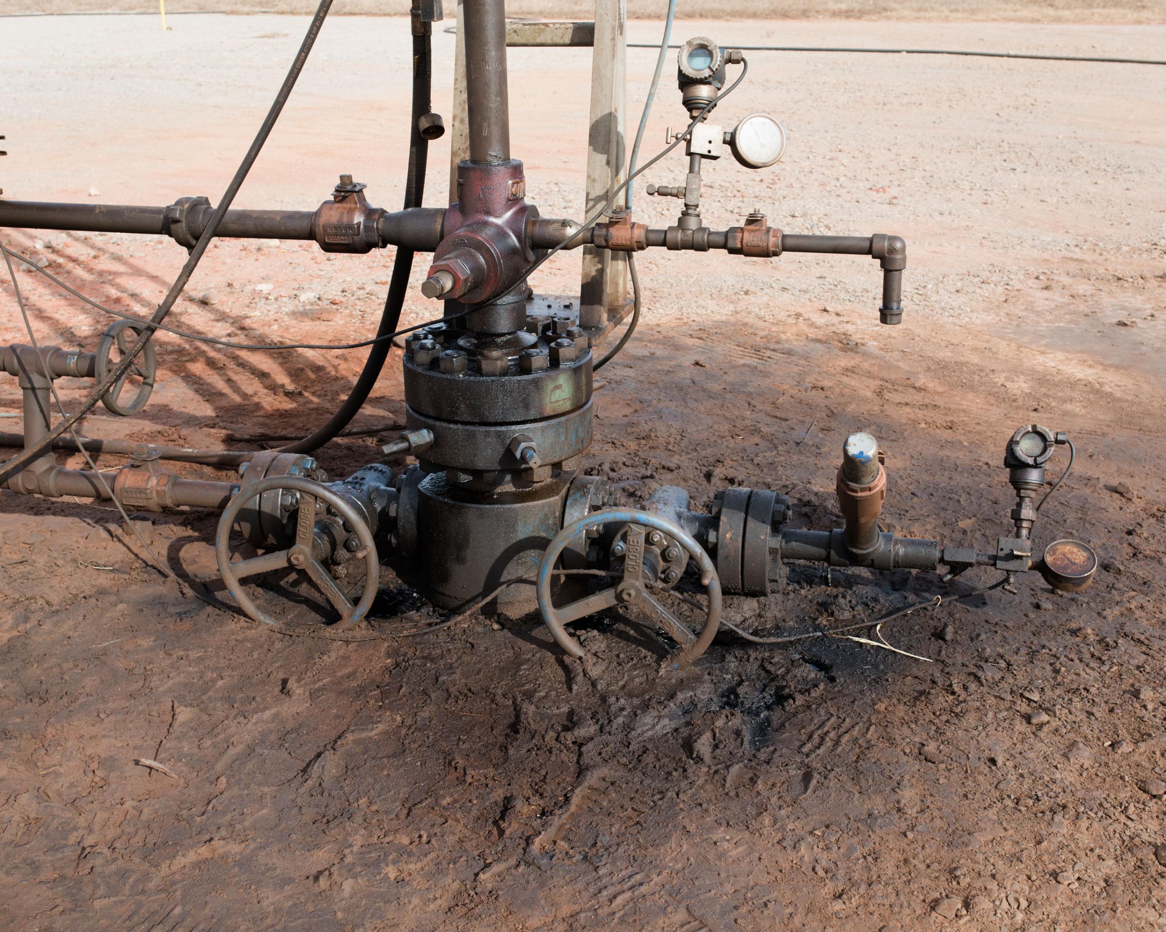 Ground pollution caused by an oil producing well, Coyle, OK