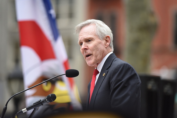 U.S. Secretary of the Navy Ray Mabus speaks on Veteran's Day in New York City. . (Andy Katz—Pacific Press/Getty Images)