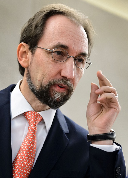 United Nations High Commissioner for Human Rights Zeid Ra'ad Al Hussein gestures at the opening of the main annual session of the United Nations Human Rights Council on February 29, 2016 in Geneva. FABRICE COFFRINI&mdash;AFP/Getty Images (FABRICE COFFRINI&mdash;AFP/Getty Images)