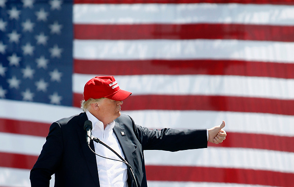 Republican presidential candidate Donald Trump speaks to guest gathered at Fountain Park during a campaign rally on March 19, 2016 in Fountain Hills, Arizona. Trumps visit to Arizona is the second time in three months as he looks to gain the GOP nomination for President.  Ralph Freso&mdash;Getty Images (Ralph Freso&mdash;Getty Images)