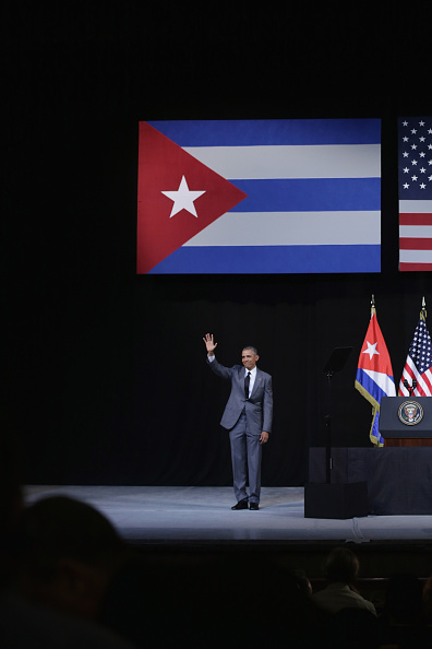 U.S. President Barack Obama waves after delivering remarks at the Gran Teatro de la Habana Alicia Alonso in the hisoric Habana Vieja, or Old Havana, neighborhood March 22, 2016 in Havana, Cuba. Described as a message to the Cuban people about his vision for the future of Cuba, Obama's speech will be nationally televised to the 11 million people on the communist-controlled island.  Chip Somodevilla—Getty Images (Chip Somodevilla—Getty Images)