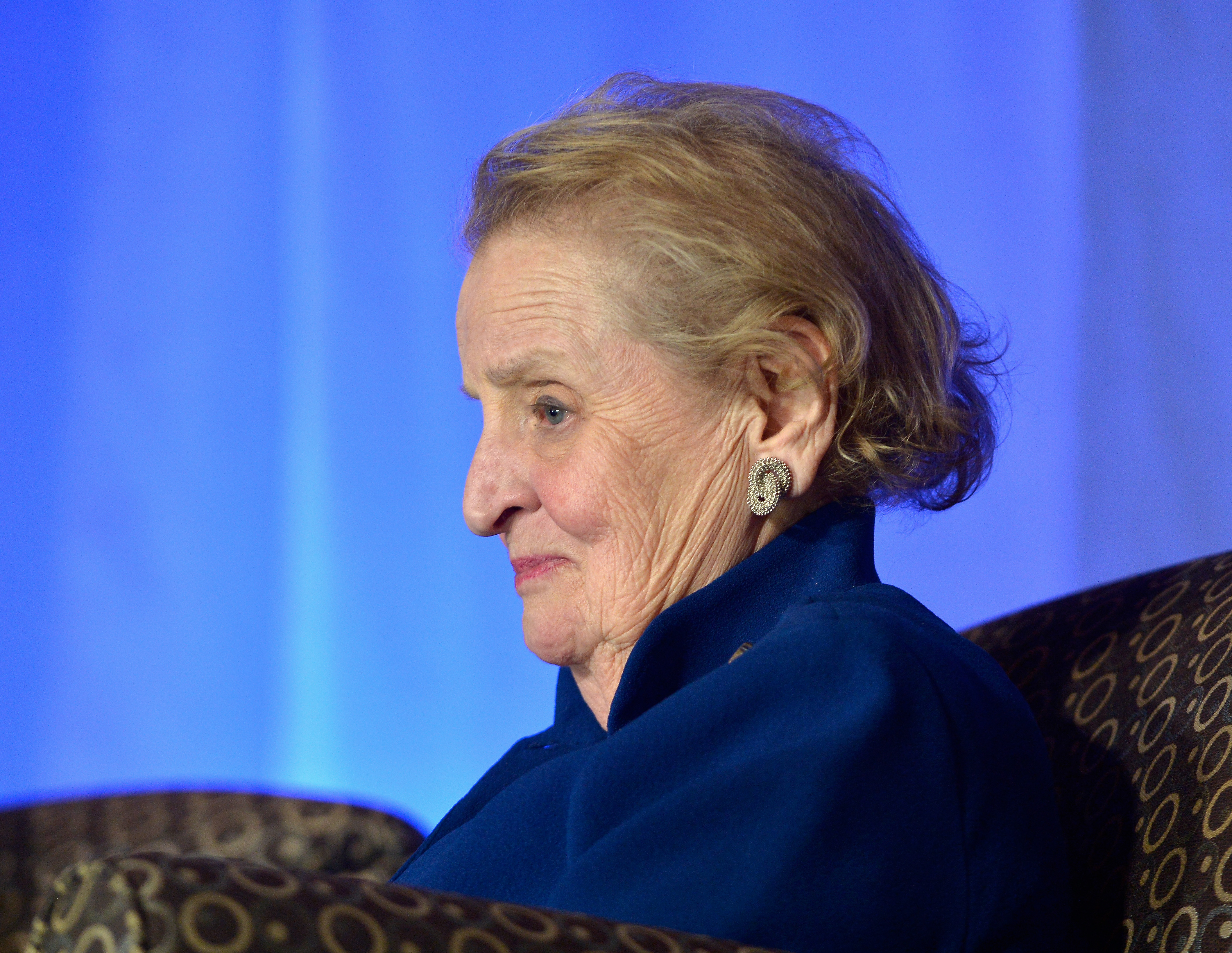 Former U.S. Secratary of State Madeleine K. Albright speaks at the Albright Institute Presents 'A Public Dialogue: Addressing Global Inequality' at Wellesly College in Wellesley, Mass., on Jan. 31, 2016. (Paul Marotta)