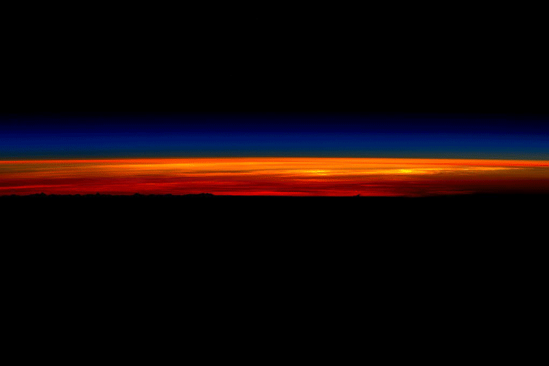 Scott Kelly photographs his last sunrise from the International Space Station before returning to Earth after spending a year in space, on March 1, 2016.