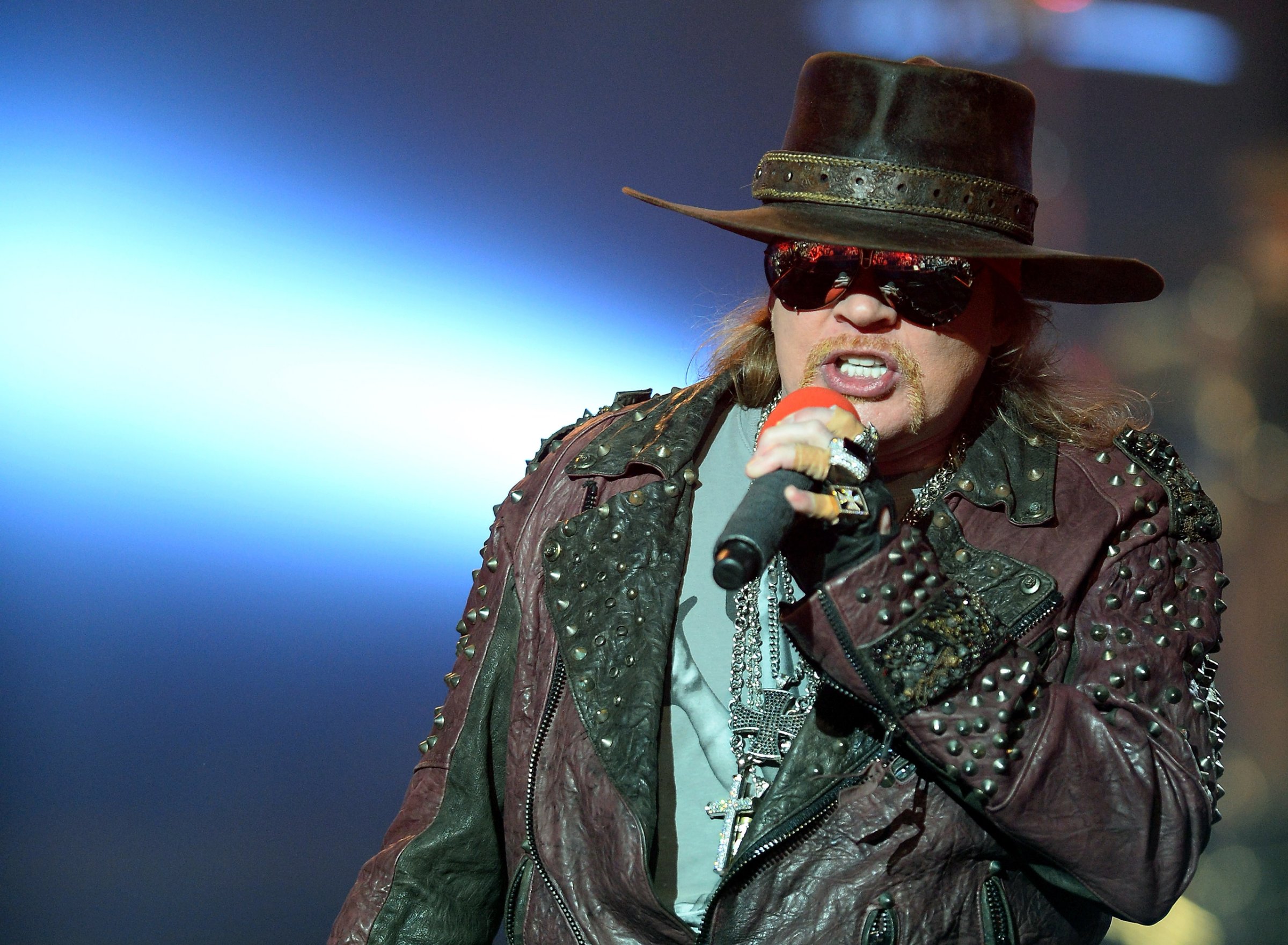 LAS VEGAS, NV - MAY 21: Singer Axl Rose of Guns N' Roses performs at The Joint inside the Hard Rock Hotel &amp; Casino during the opening night of the band's second residency, "Guns N' Roses - An Evening of Destruction. No Trickery!" on May 21, 2014 in Las Vegas, Nevada. (Photo by Ethan Miller/Getty Images)