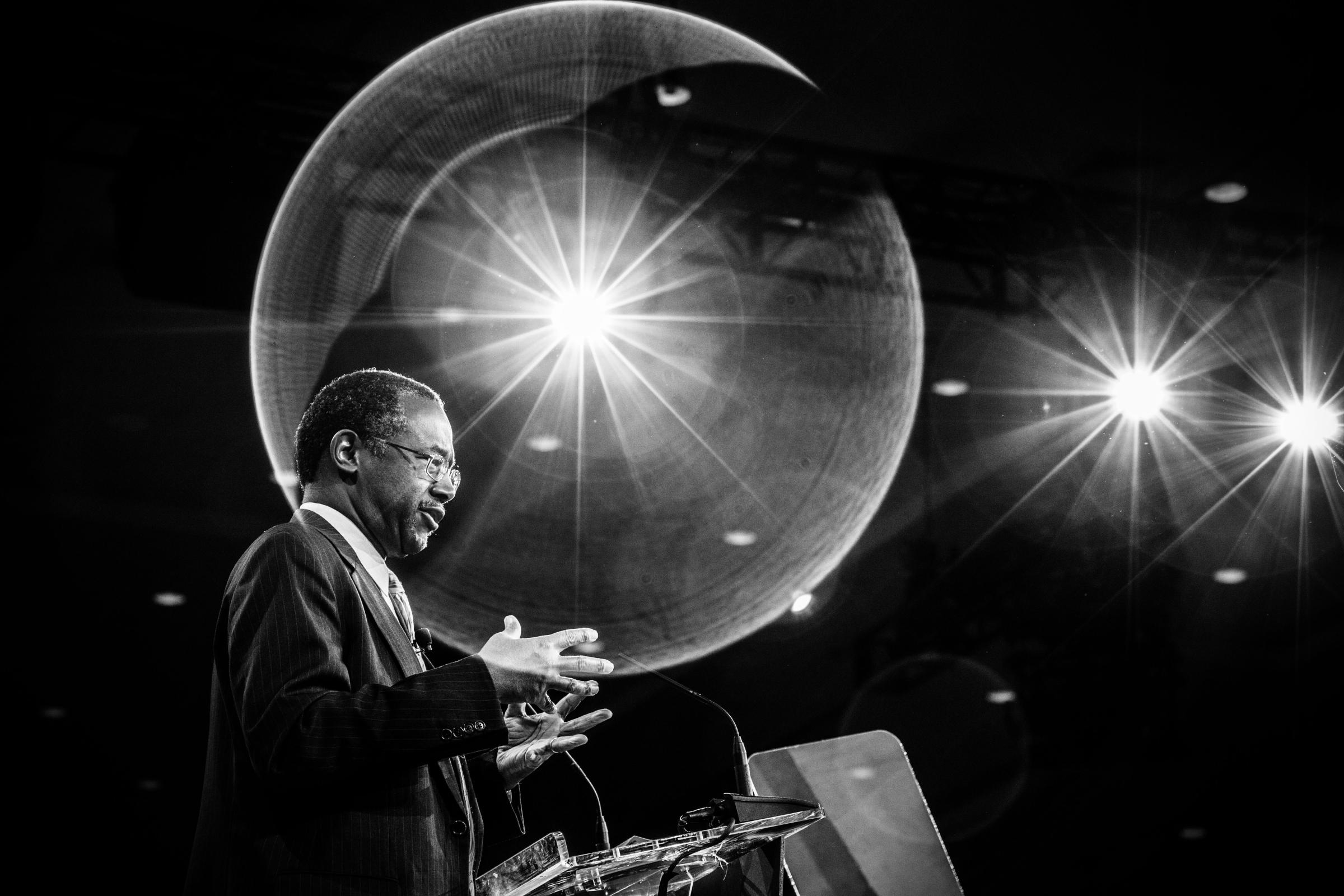 Retired neurosurgeon and Republican presidential candidate Ben Carson spoke at the Conservative Political Action Conference in National Harbor, Maryland in 2015.