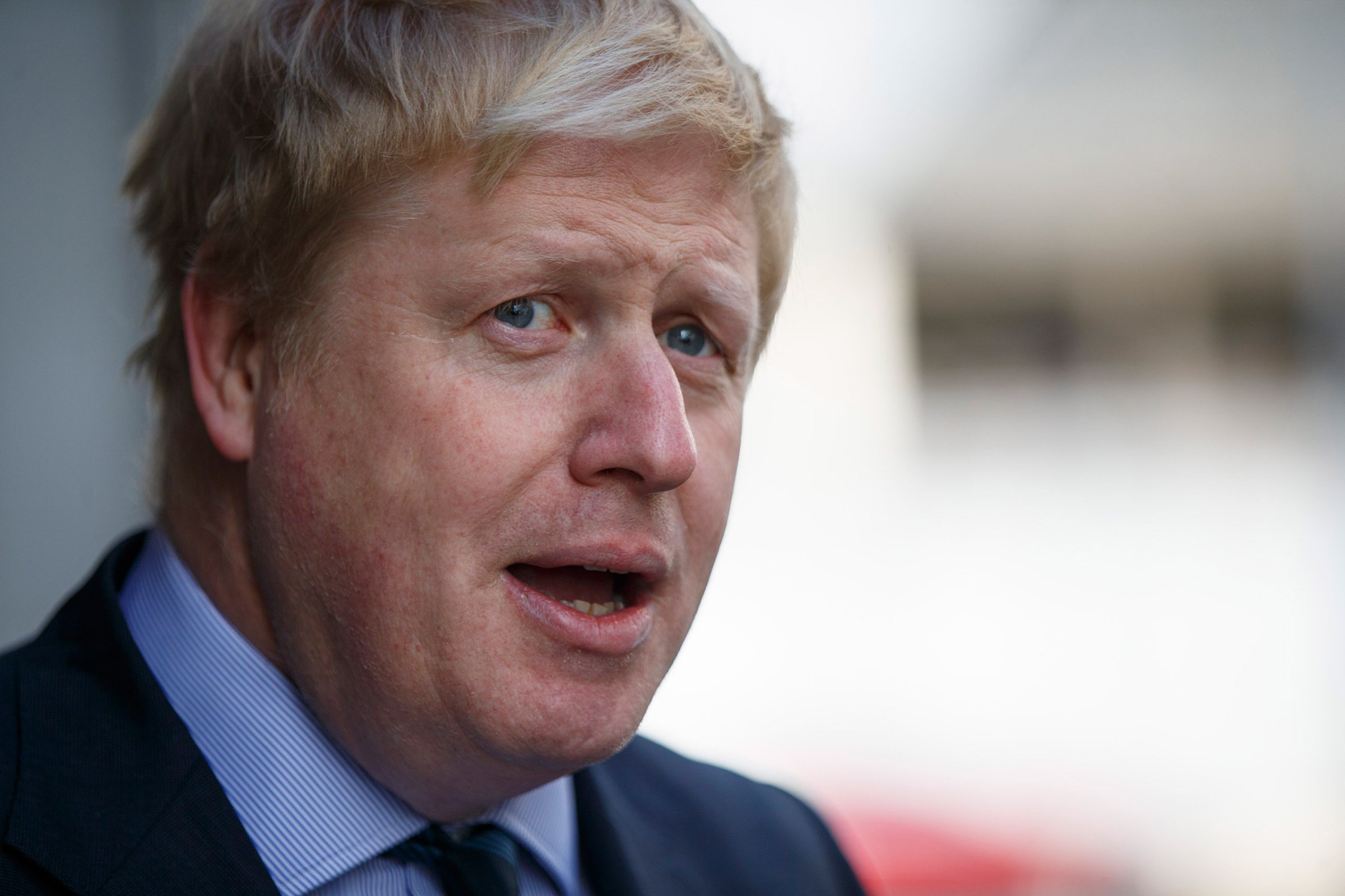 London Mayor Boris Johnson speaks to the media at Here East, the former press and broadcast center in the Queen Elizabeth Olympic Park, after kick starting National Apprenticeship Week in London, March 14, 2016.