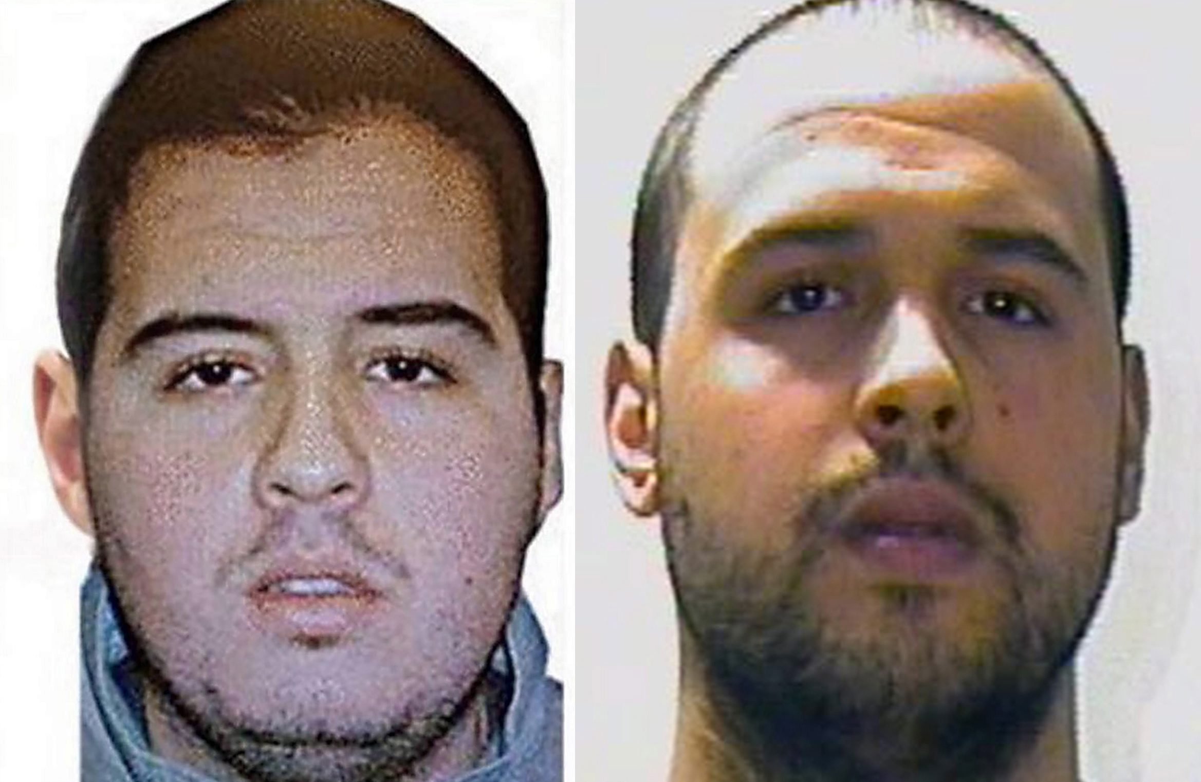 A composite picture made of handout pictures released by Interpol on March 23, 2016, of Brahim El Bakraoui (L) and Khalid El Bakraoui.