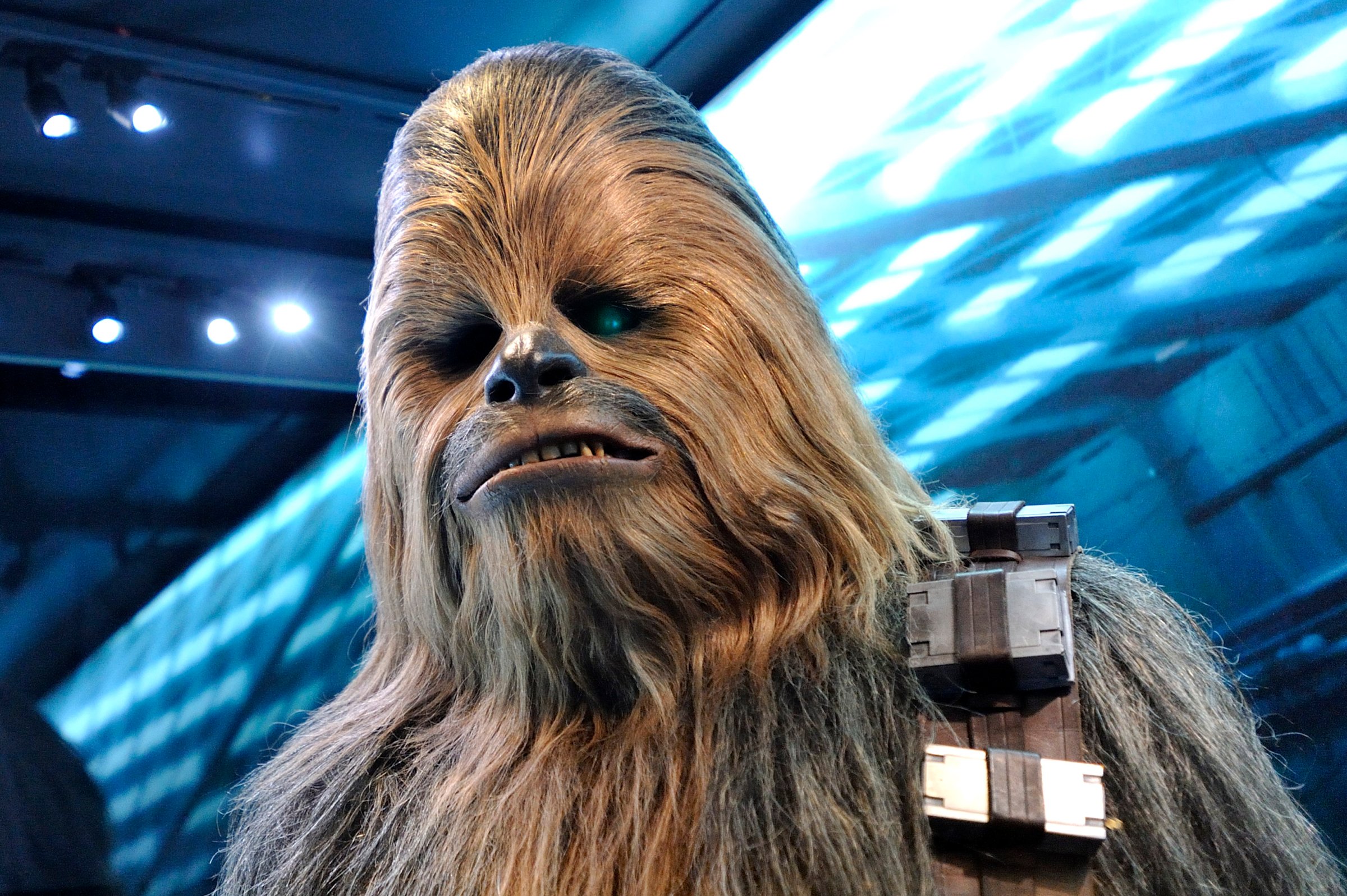 Chewbacca during a Straw Wars press event.