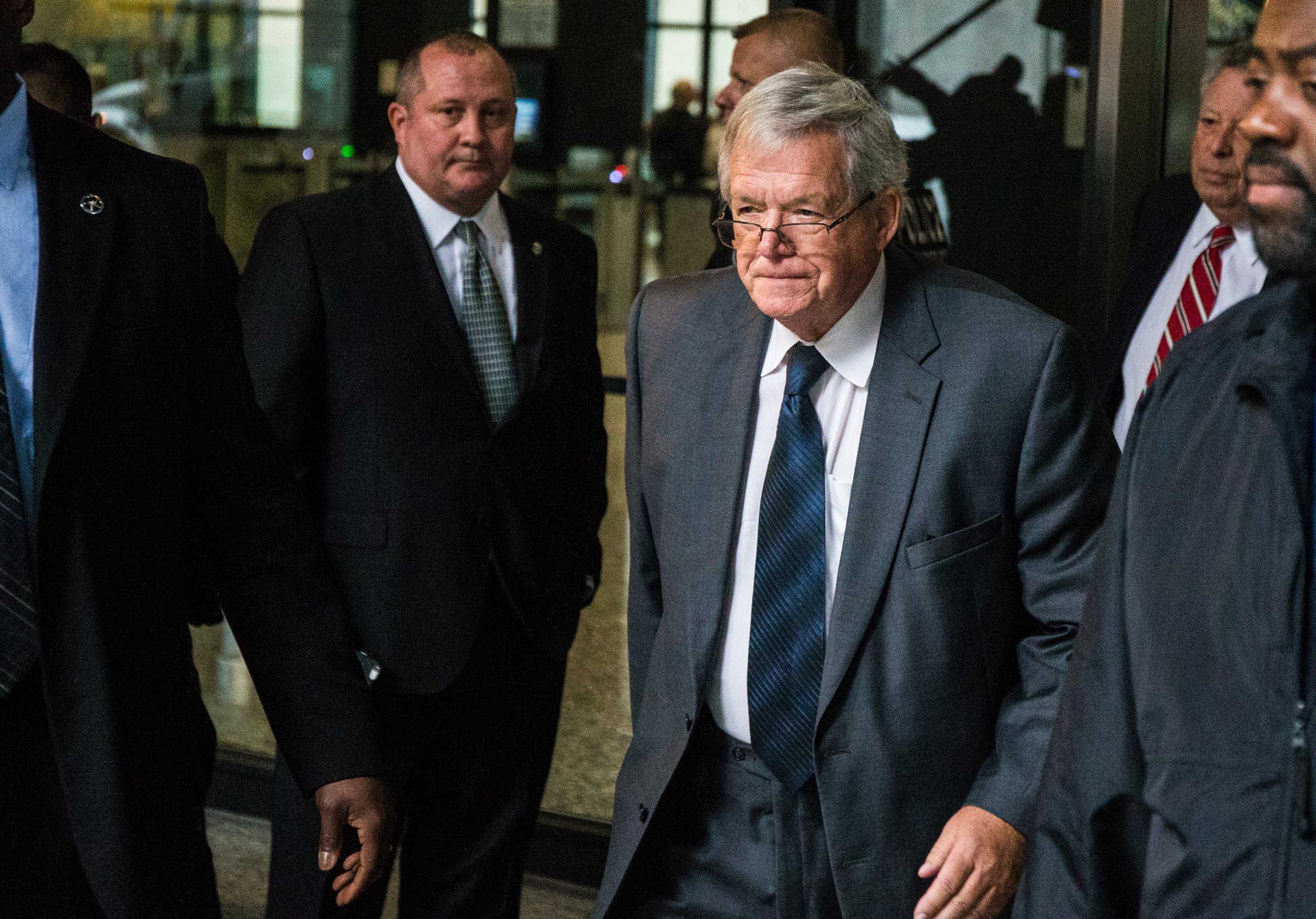 Former U.S. House Speaker Dennis Hastert leaves after a guilty plea at Dirksen U.S. Courthouse on Wednesday, Oct. 28, 2015 in Chicago.