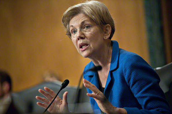 Sen. Elizabeth Warren, a Democrat from Massachusetts, questions Janet Yellen, chair of the U.S. Federal Reserve, not pictured, during a Senate Banking Committee hearing in Washington, D.C., on Feb. 11. (Andrew Harrer—Bloomberg/Getty Images)
