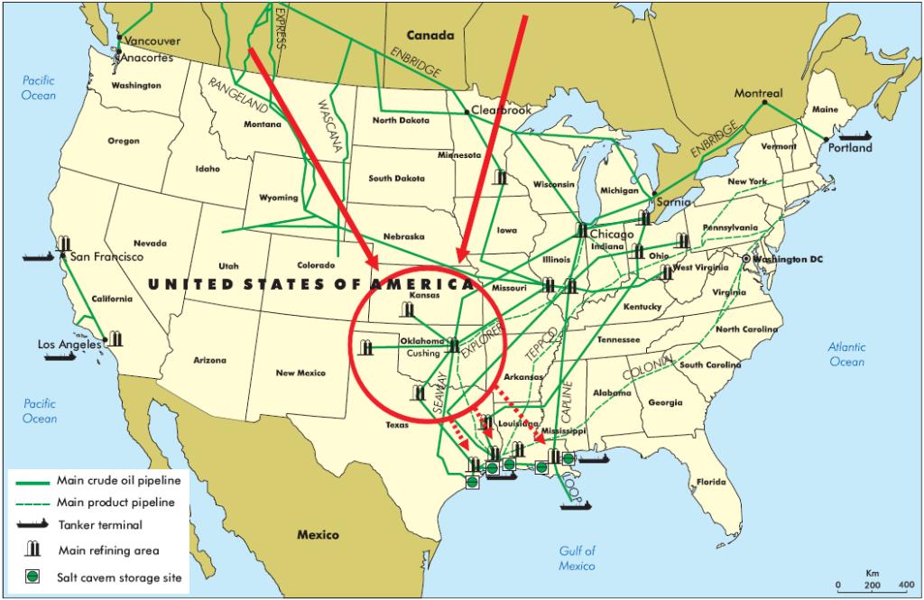 Figure 3. Cushing Oklahoma pipeline terminal map. (Source: International Energy Agency) (Courtesy of Oilprice.com)