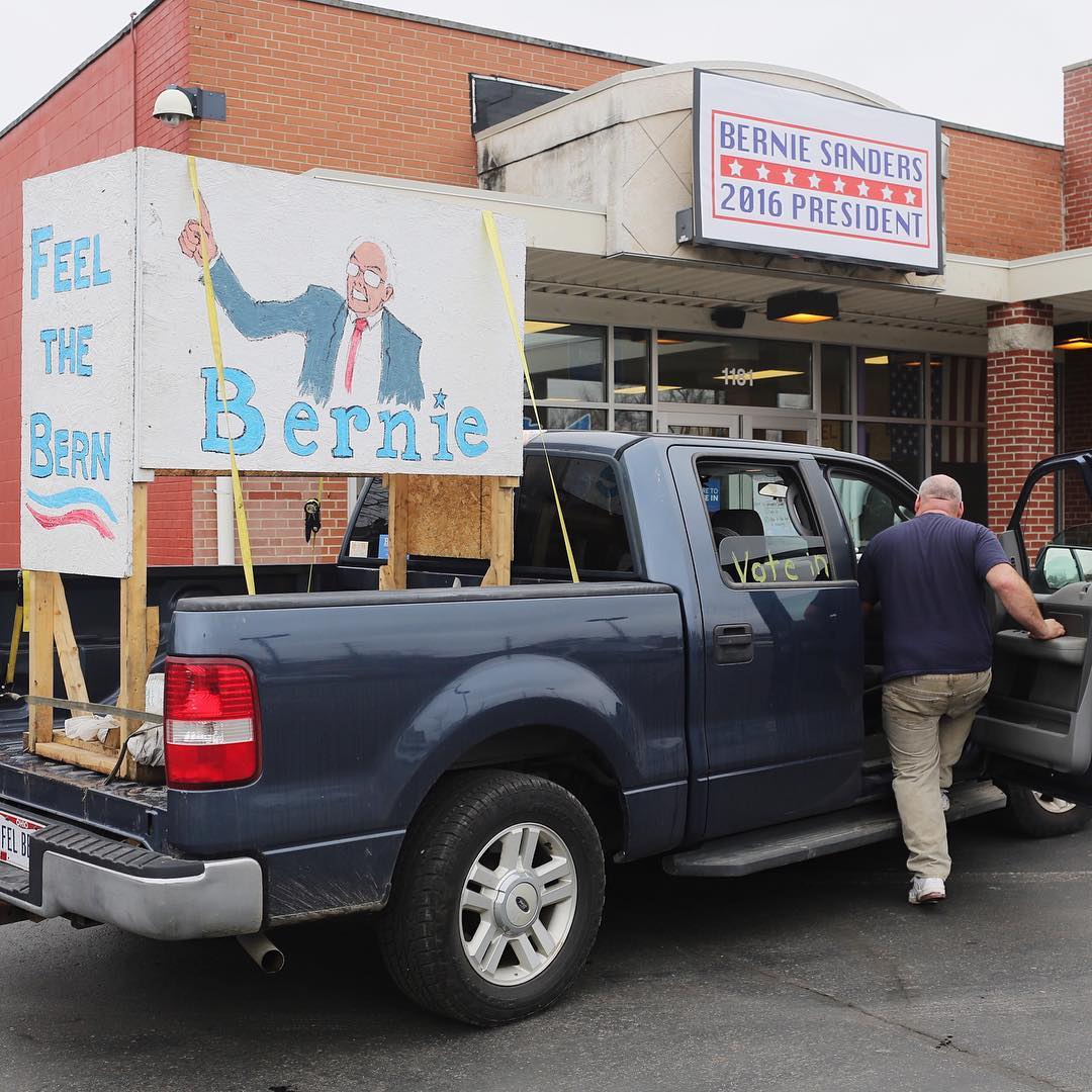 I'm Andy Spear (@andyspear) photographing from Ohio as the state goes to the polls to vote in the 2016 Presidential Primaries. A supporter's truck outside of Bernie Sanders' campaign office in Columbus, Ohio. #election2016 #berniesanders
