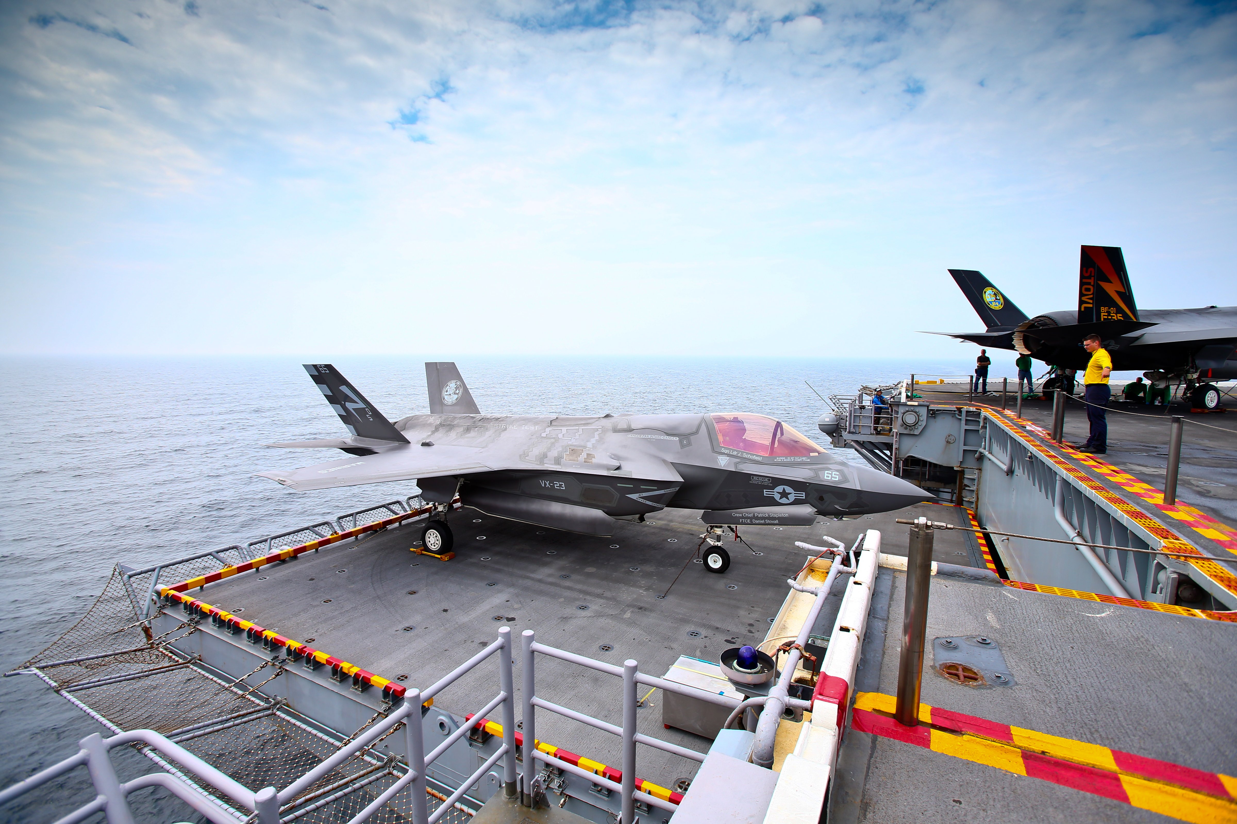 Joint Strike Fighter F-35 Lightning II on the deck of USS Wasp on Aug. 28, 2013 at sea off the coast of Virginia (Simon Bruty—Getty Images)