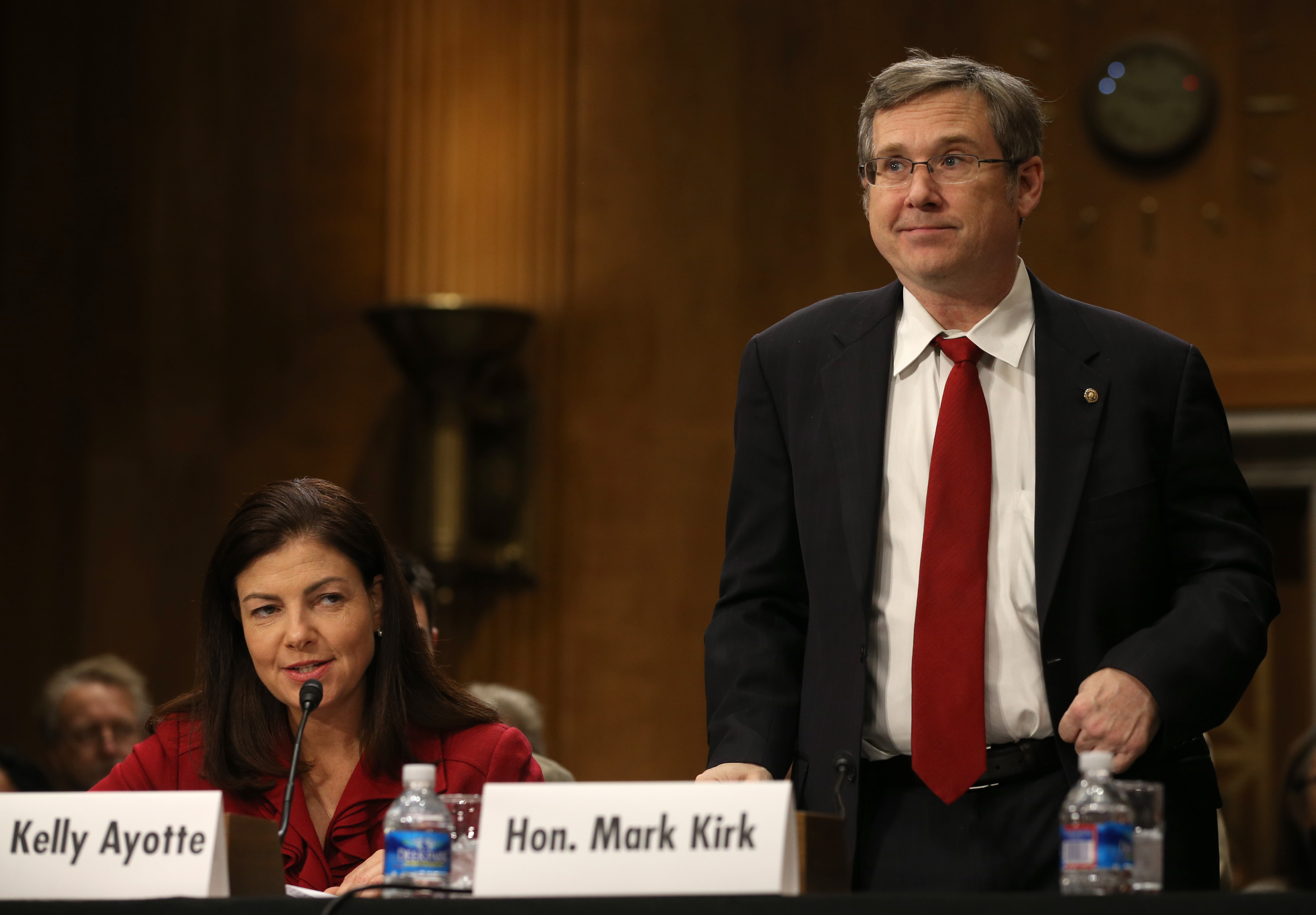 U.S. Sen. Kelly Ayotte (R-NH) (L) and Sen. Mark Kirk (R-IL) testify before the Senate Foreign Relations Committee in 2013 ( Mark Wilson--Getty Images) (Mark Wilson&mdash;Getty Images)