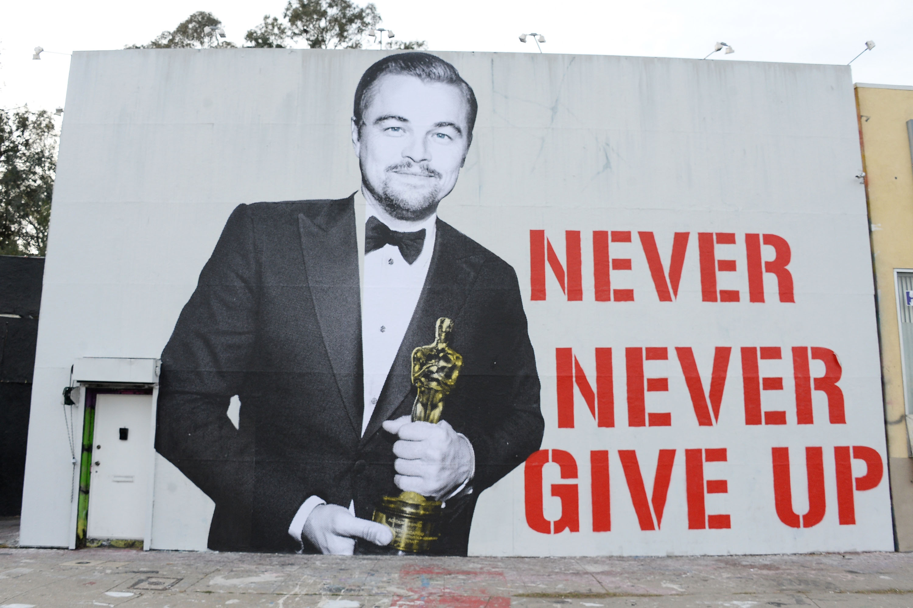 Leonardo DiCaprio Oscar street art mural on March 3, 2016 in Los Angeles, California. (Matt Winkelmeyer&mdash;Getty Images)
