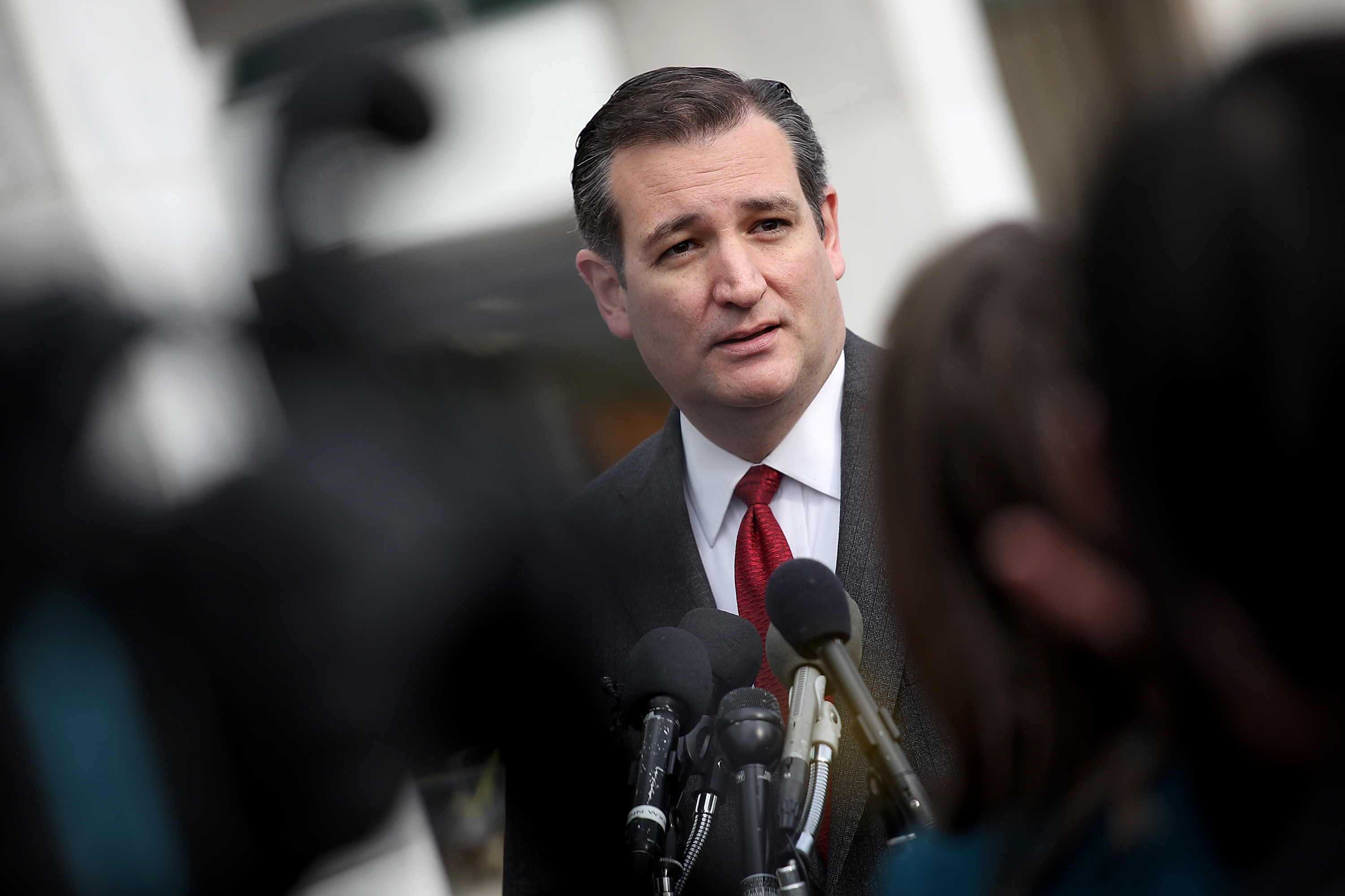 Republican presidential candidate Sen. Ted Cruz (R-TX) addresses the bombings in Brussels during remarks March 22, 2016 in Washington, DC (Win McNamee—Getty Images)