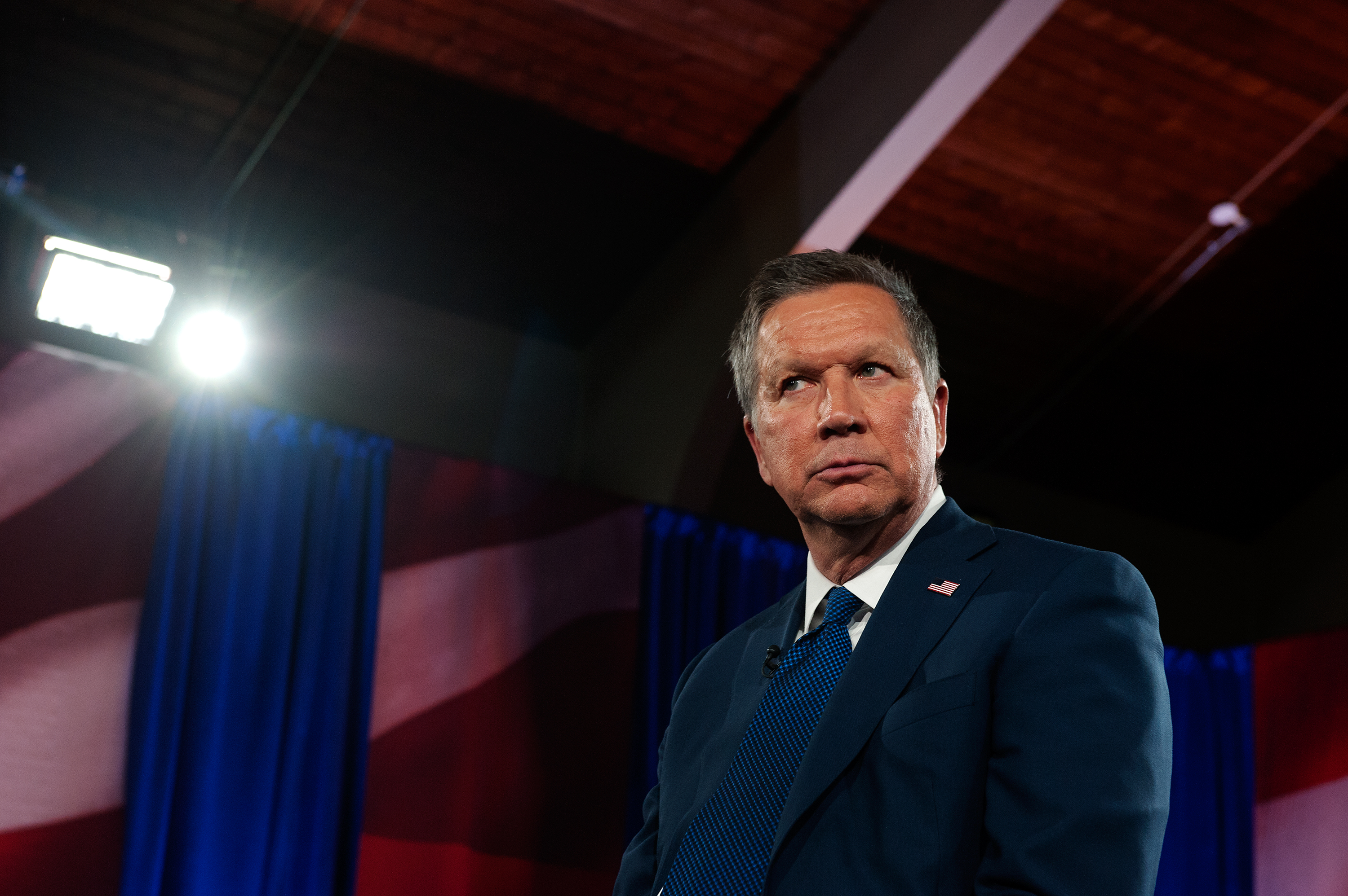 GOP Presidential Candidate John Kasich Participates In Television Town Hall Meeting