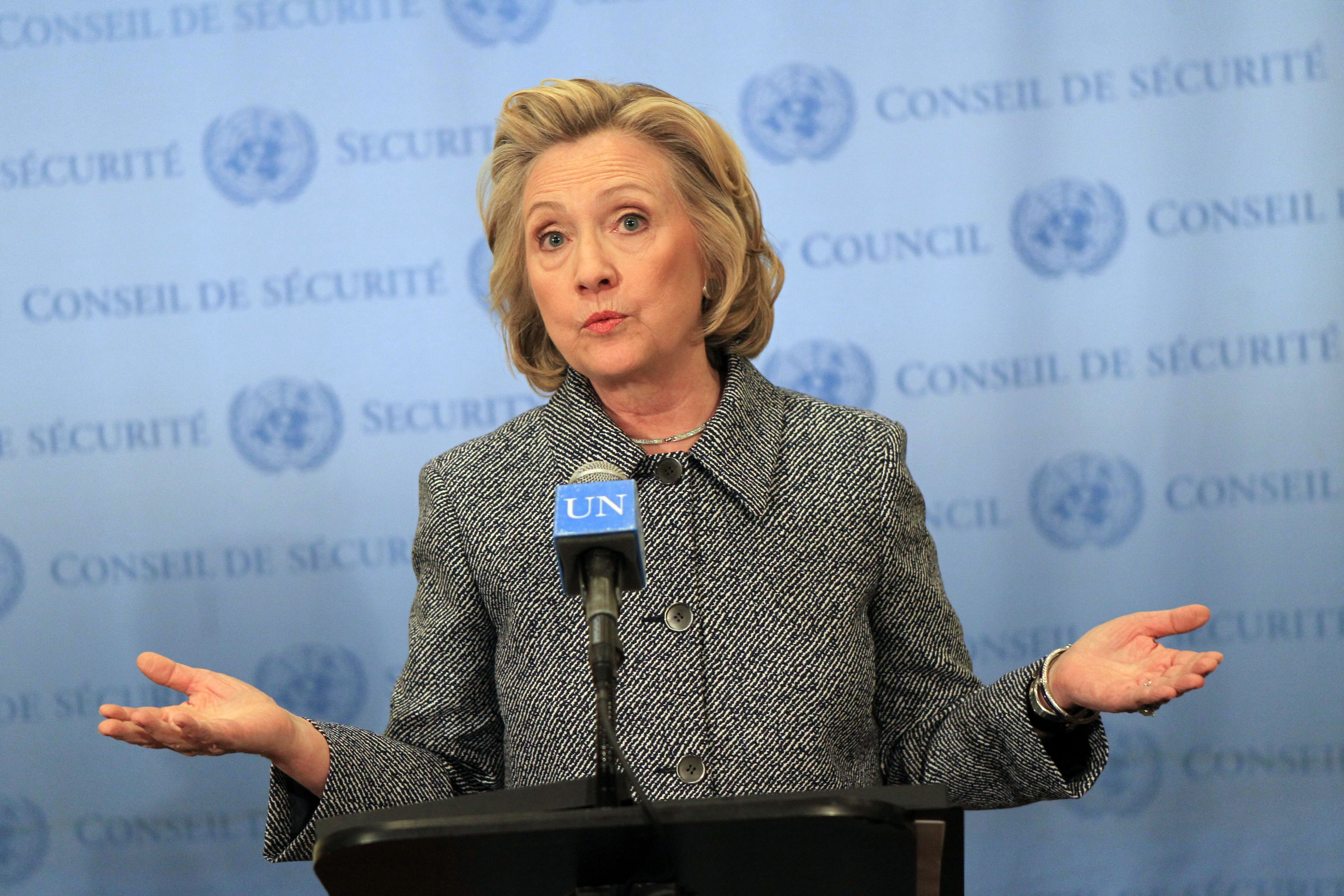 Hillary Clinton holds a press conference regarding her UN Woman's Day speech and her email controversy at United Nations on March 10, 2015 in New York City. (Steve Sands—WireImage)