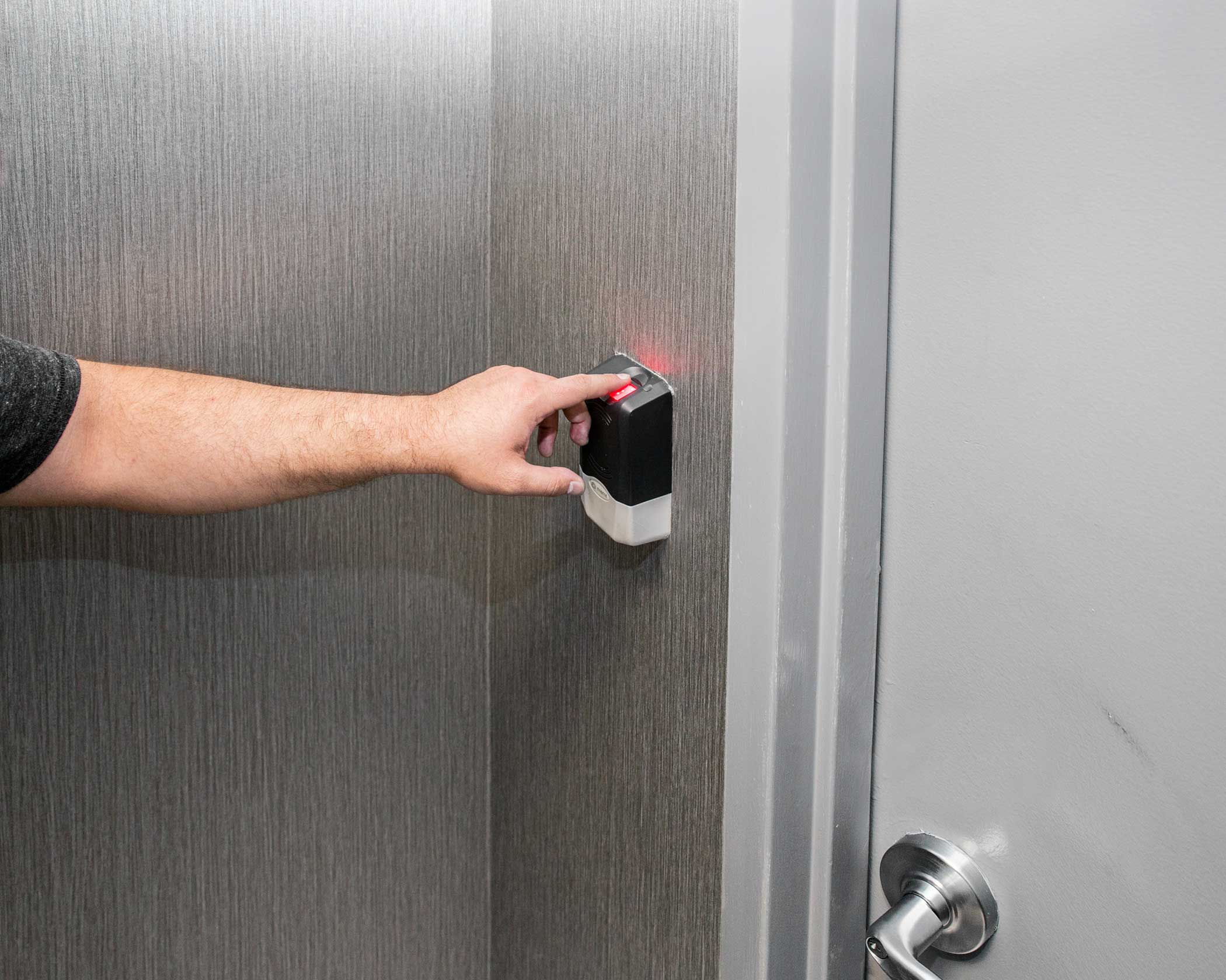 Biometric scanners within double locking doors ("mantraps") are common protections when entering a facility or moving between floors.