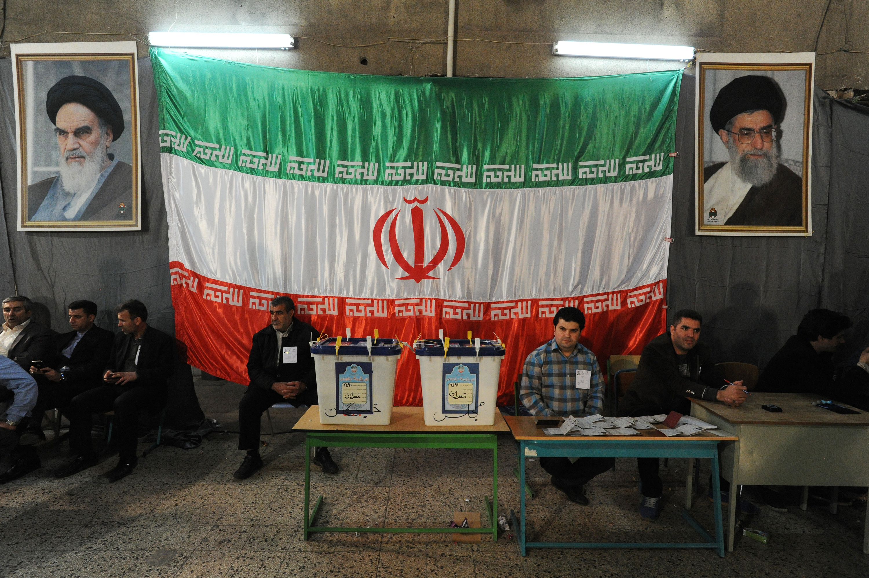 Iranians vote in key elections for Parliament and the Assembly of Experts at the Rasoul mosque in the Nazi Abad district of south Tehran on Feb. 26, 2016.