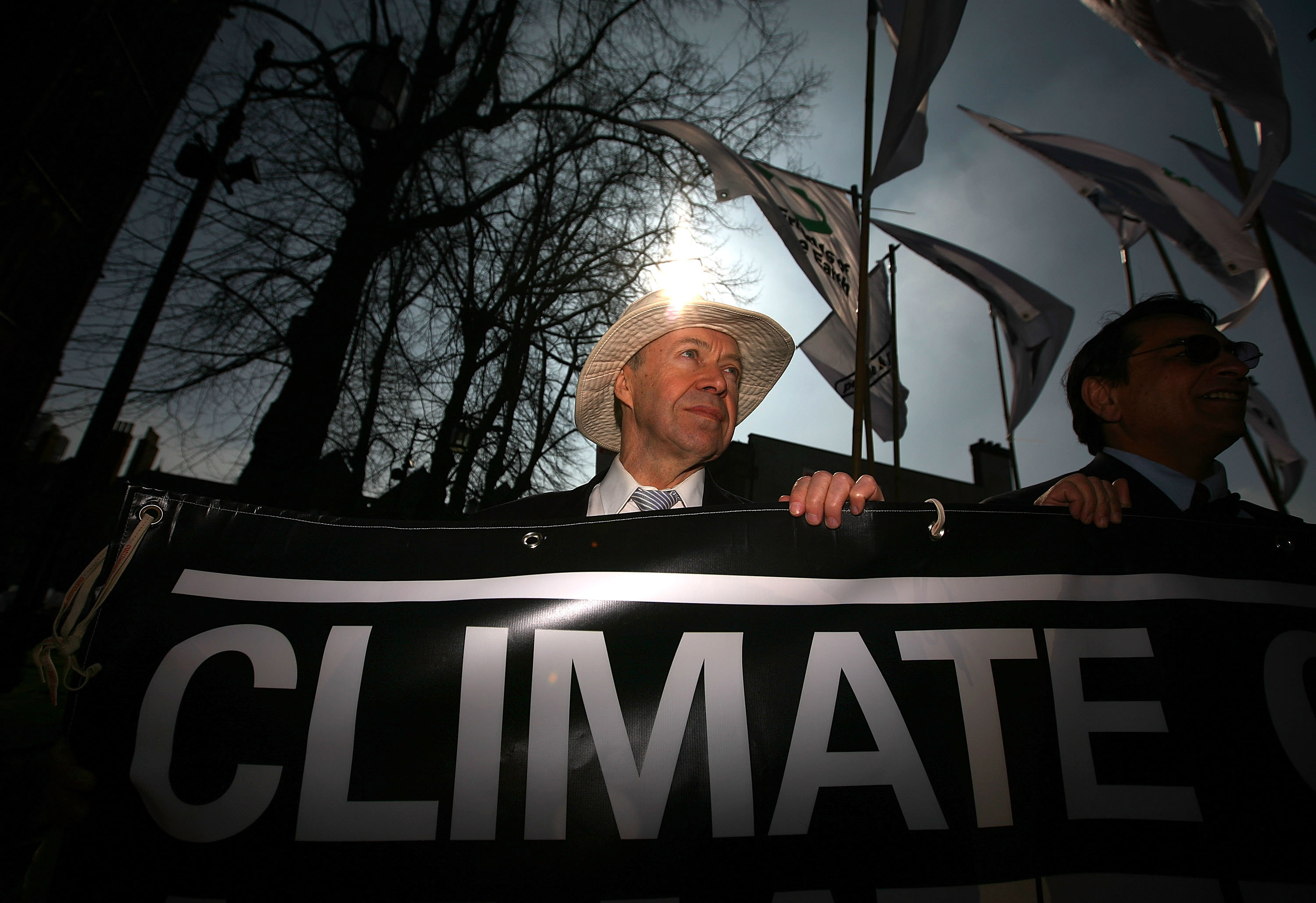 Scientist and climatologist James Hansen takes part in a mock funeral parade during a Climate Change Campaign Action Day on March 19, 2009 in Coventry, England. (Christopher Furlong‚Getty Images)