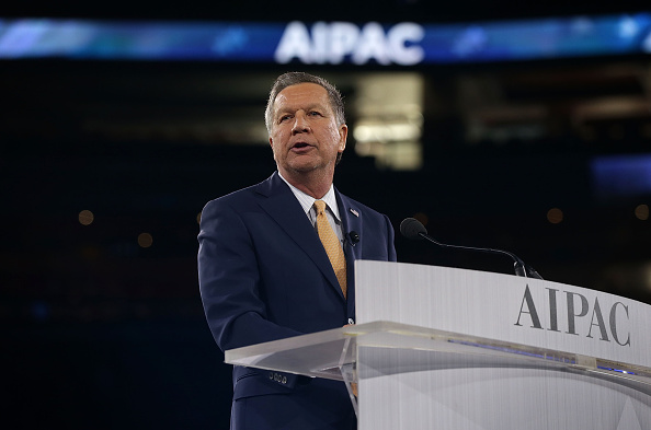 Republican presidential candidate, Ohio Gov. John Kasich addresses the annual policy conference of the American Israel Public Affairs Committee (AIPAC) March 21, 2016 in Washington, DC. (Alex Wong—Getty Images)