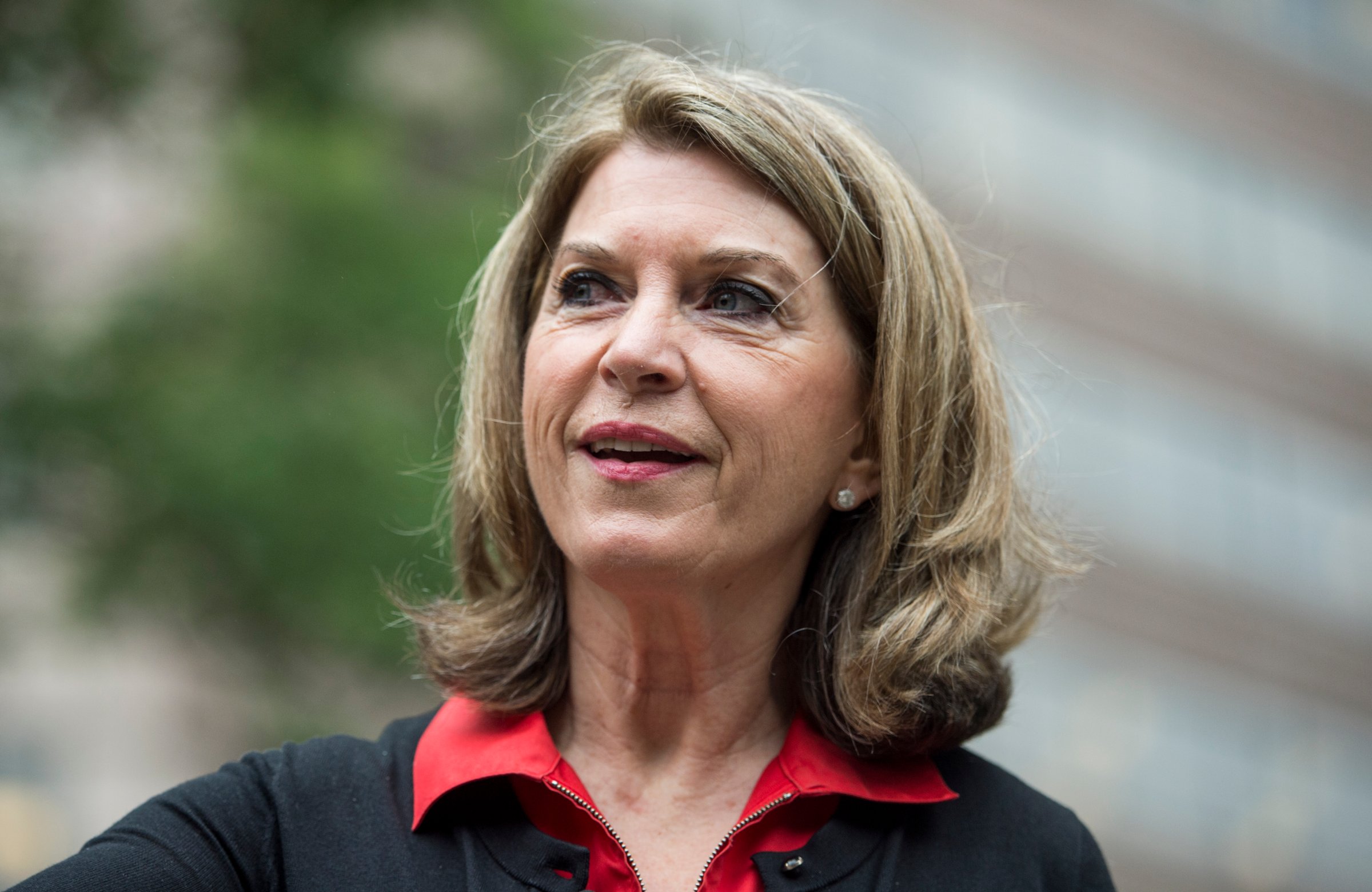 Kathleen Matthews announces her run as a candidate to seek the Democratic nomination to represent Maryland’s 8th Congressional District at the Silver Spring Metro station in Silver Spring, Md on June 3, 2015.